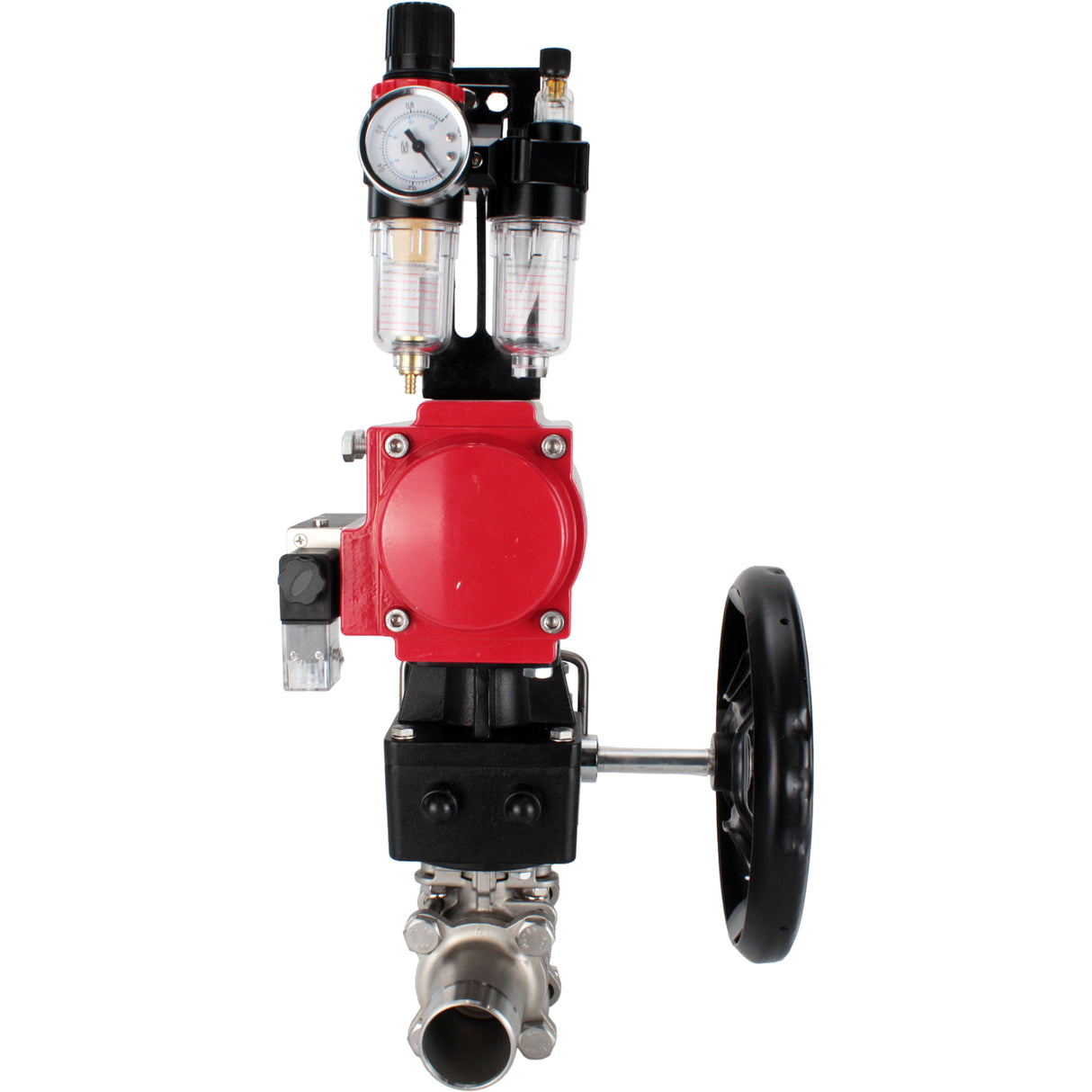 Kugelhähne Elephant BV3131P(3pc)-FP-W-ISO-H LANG voll durchgängig, Gehäuse - Edelstahl 304, zum Schweißen, mit pneumatischem Antrieb PA-DA, pneumatischem Verteiler 4M310-08 220V, MON-Reduzierer und ATU AFC2000