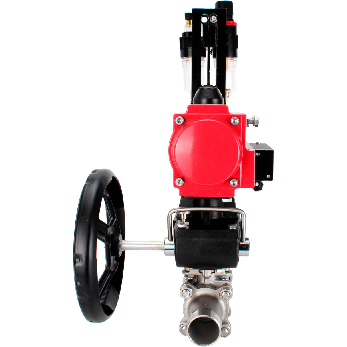 Kugelhähne Elephant BV3232P(3pc)-FP-W-ISO-H LANG voll durchgängig, Gehäuse - Edelstahl 316, zum Schweißen, mit pneumatischem Antrieb PA-DA, pneumatischem Verteiler 4M310-08 220V, MON-Reduzierer und ATU AFC2000