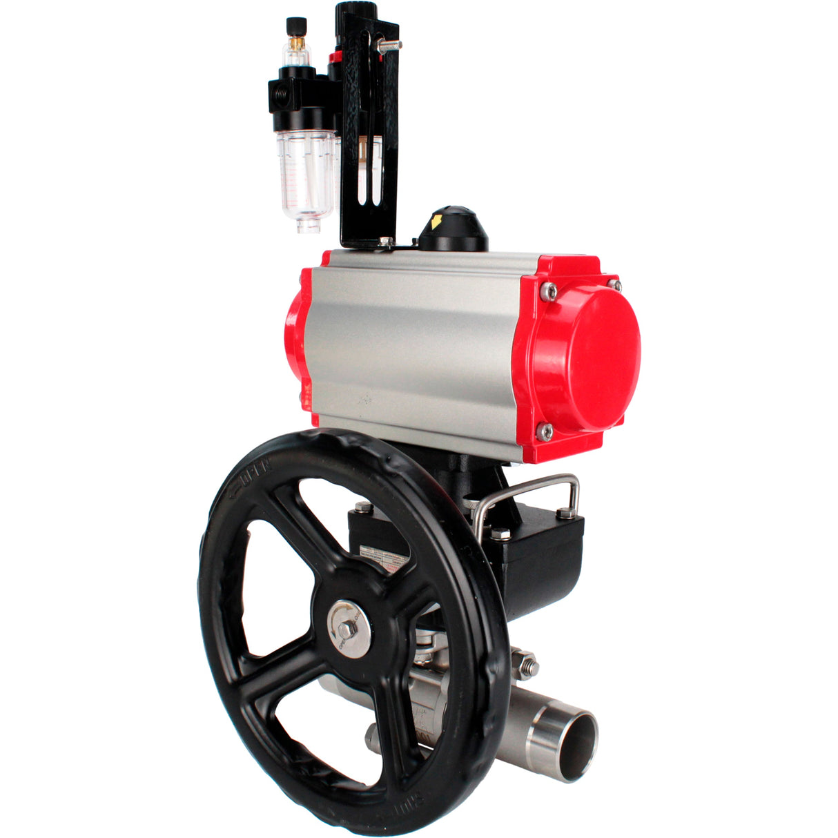 Kugelhähne Elephant BV3232P(3pc)-FP-W-ISO-H LANG voll durchgängig, Gehäuse - Edelstahl 316, zum Schweißen, mit pneumatischem Antrieb PA-DA, pneumatischem Verteiler 4M310-08 24V, MON-Reduzierer und ATU AFC2000