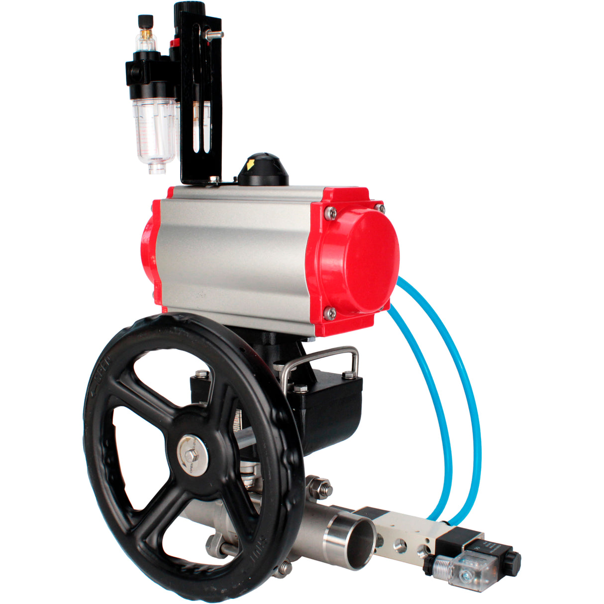 Kugelhähne Elephant BV3131P(3pc)-FP-W-ISO-H LANG voll durchgängig, Gehäuse - Edelstahl 304, zum Schweißen, mit pneumatischem Antrieb PA-DA, pneumatischem Verteiler 4V320-10 220V, MON-Reduzierer und ATU AFC2000