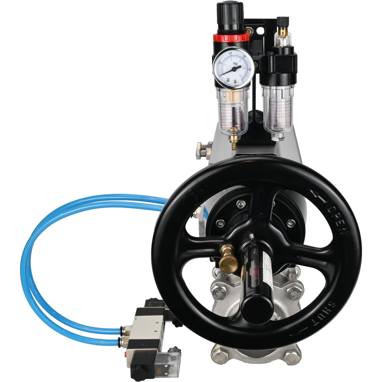 Kugelhähne Elephant BV3232P(3pc)-FP-W-ISO-H, Gehäusematerial - Edelstahl AISI 316, Dichtung - PTFE / PTFE / Teflon, mit pneumatischem Doppelwirkungsantrieb PA-DA-105-1, 4V320-08 220V, ATU AFC2000