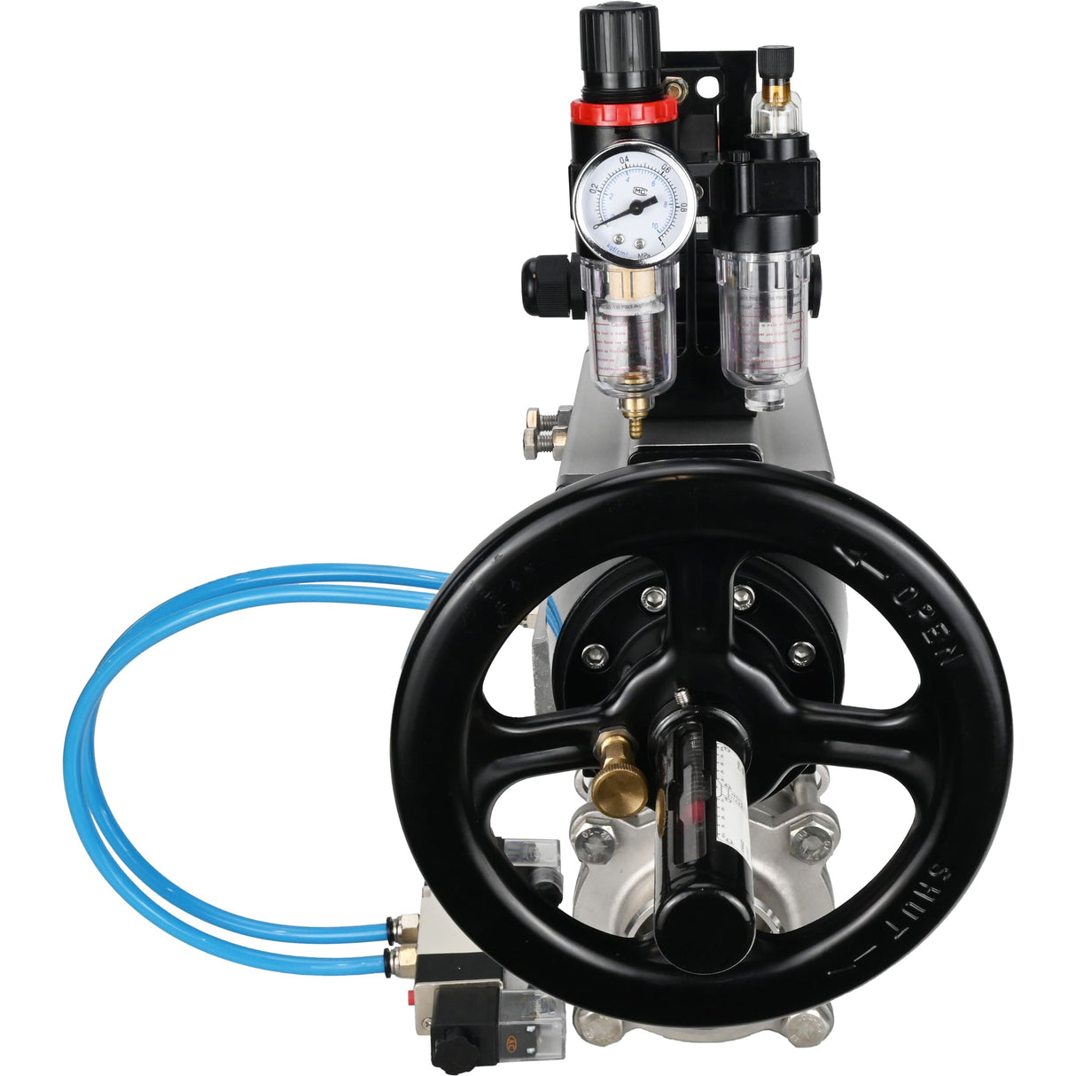 Kugelhähne Elephant BV3232P(3pc)-FP-W-ISO-H, Gehäusematerial - Edelstahl AISI 316, Dichtung - PTFE / PTFE / Teflon, mit pneumatischem Doppelwirkungsantrieb PA-DA-105-1, 4V320-10 220V, LSU APL-210N, ATU AFC2000