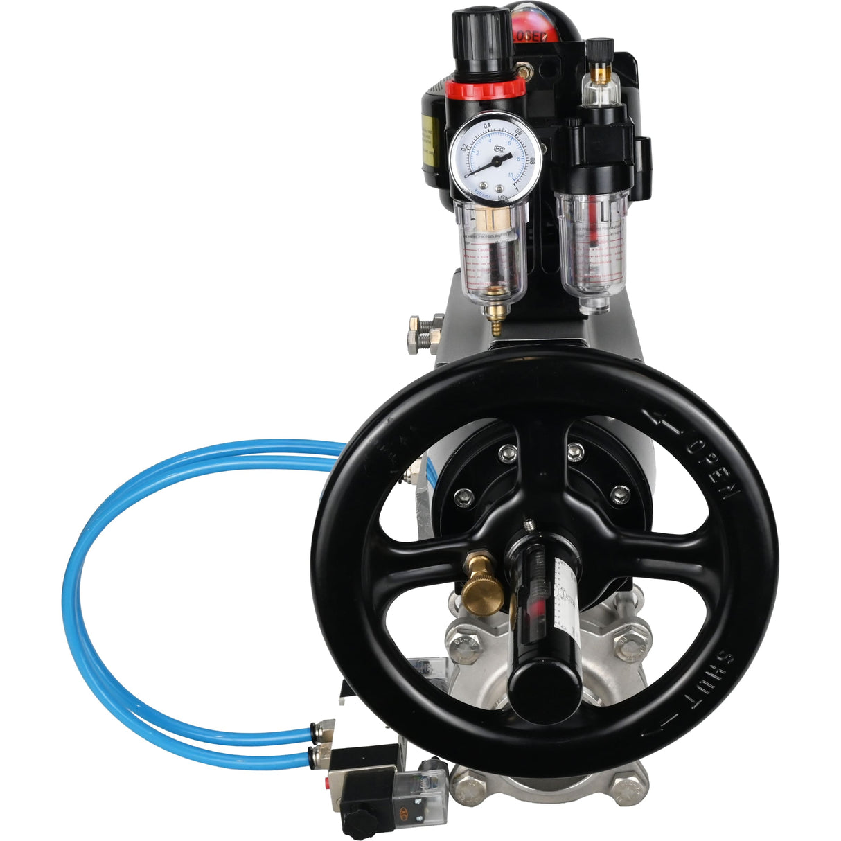 Kugelhähne Elephant BV3232P(3pc)-FP-W-ISO-H, Gehäusematerial - Edelstahl AISI 316, Dichtung - PTFE / PTFE / Teflon, mit pneumatischem Doppelwirkungsantrieb PA-DA-105-1, 4V320-08 220V, LSU APL-510N Ex, ATU AFC2000