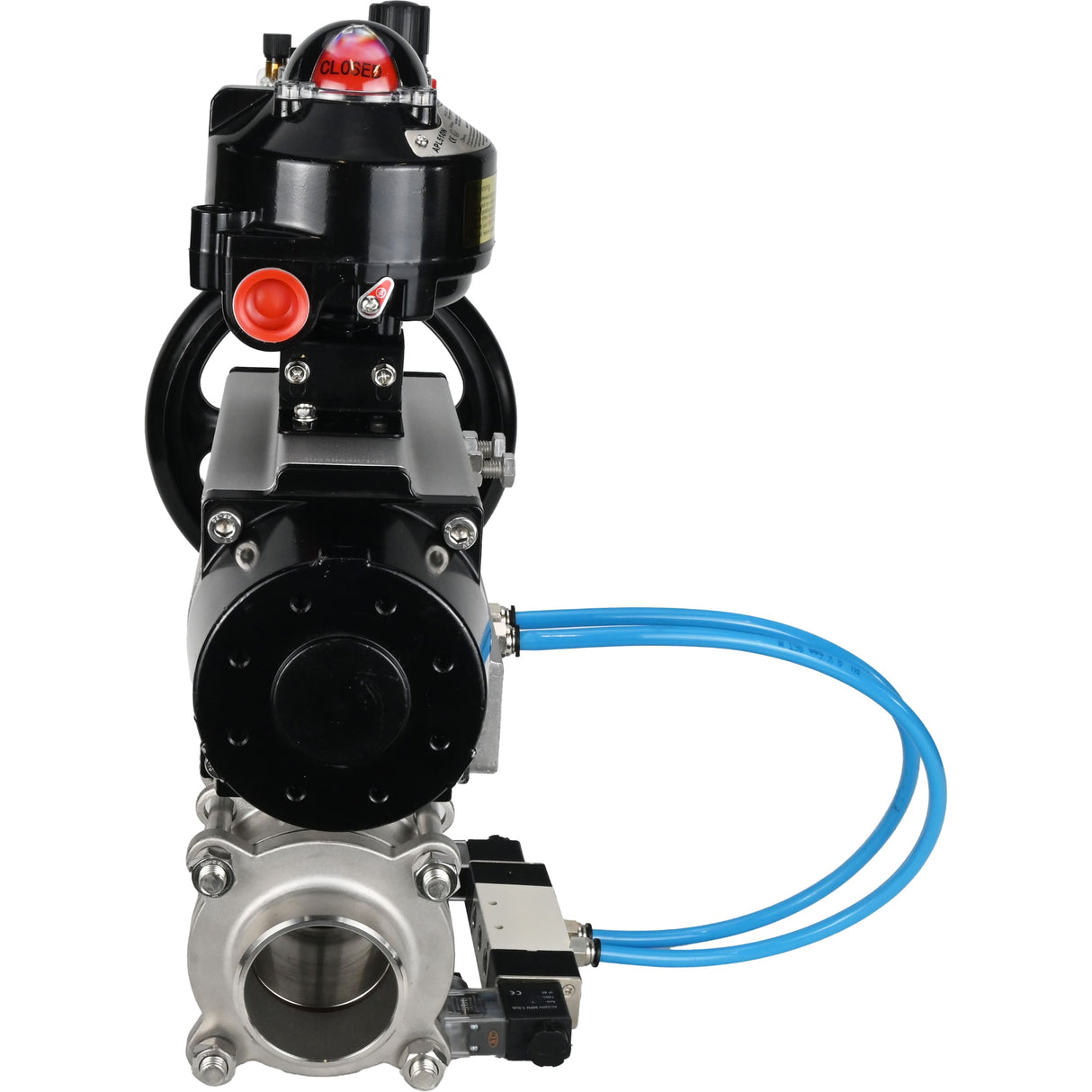 Kugelhähne Elephant BV3232P(3pc)-FP-W-ISO-H, Gehäusematerial - Edelstahl AISI 316, Dichtung - PTFE / PTFE / Teflon, mit pneumatischem Doppelwirkungsantrieb PA-DA-105-1, 4V320-08 220V, LSU APL-510N Ex, ATU AFC2000