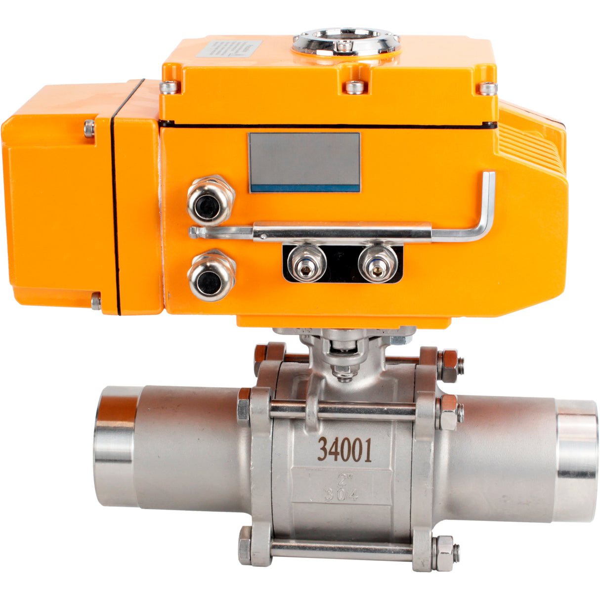 Kugelhähne Elephant BV3131P(3pc)-FP-W-ISO-H LANG voll durchgängig, Gehäuse - Edelstahl 304, geschweißt, mit 1/4-Umdrehungs-Elektroantrieb Elephant QT-N-EM-B1-220VAC-U1 mit Rückmeldesensor und Eingangssignalsteuerung 0-10V