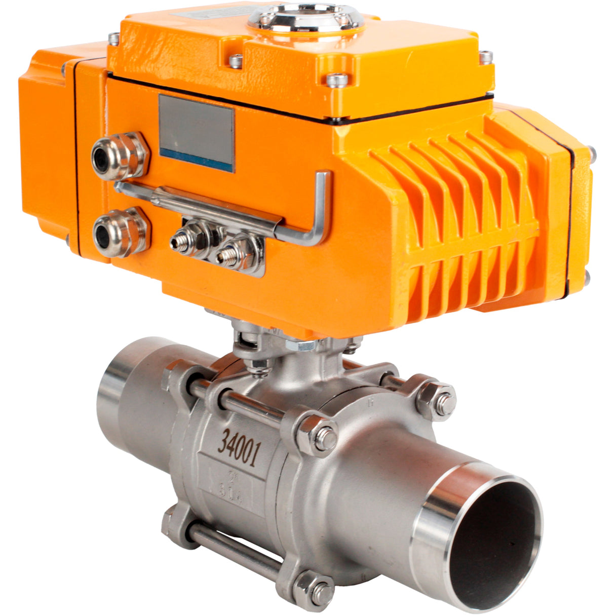Kugelhähne Elephant BV3232P(3pc)-FP-W-ISO-H LANG voll durchgängig, Gehäuse - Edelstahl 316, geschweißt, mit 1/4-Umdrehungs-Elektroantrieb Elephant QT-N-EM-B1-220VAC-U1 mit Rückmeldesensor und Eingangssignalsteuerung 0-10V