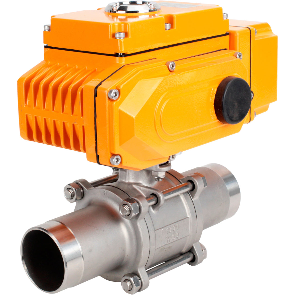 Kugelhähne Elephant BV3232P(3pc)-FP-W-ISO-H LANG voll durchgängig, Gehäuse - Edelstahl 316, geschweißt, mit 1/4-Umdrehungs-Elektroantrieb Elephant QT-N-EM-B1-220VAC-U1 mit Rückmeldesensor und Eingangssignalsteuerung 0-10V