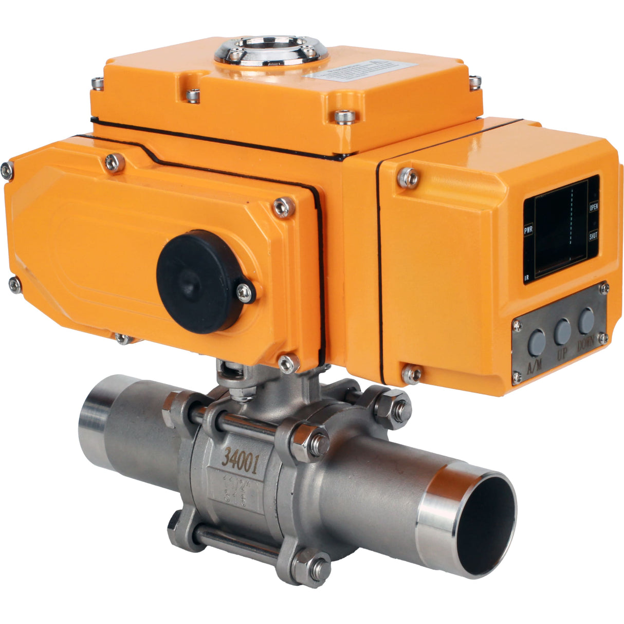 Kugelhähne Elephant BV3131P(3pc)-FP-W-ISO-H LANG voll durchgängig, Gehäuse - Edelstahl 304, geschweißt, mit 1/4-Umdrehungs-Elektroantrieb Elephant QT-N-EM-A1-220VAC-U1 mit Rückmeldesensor und Eingangssignalsteuerung 4-20 mA