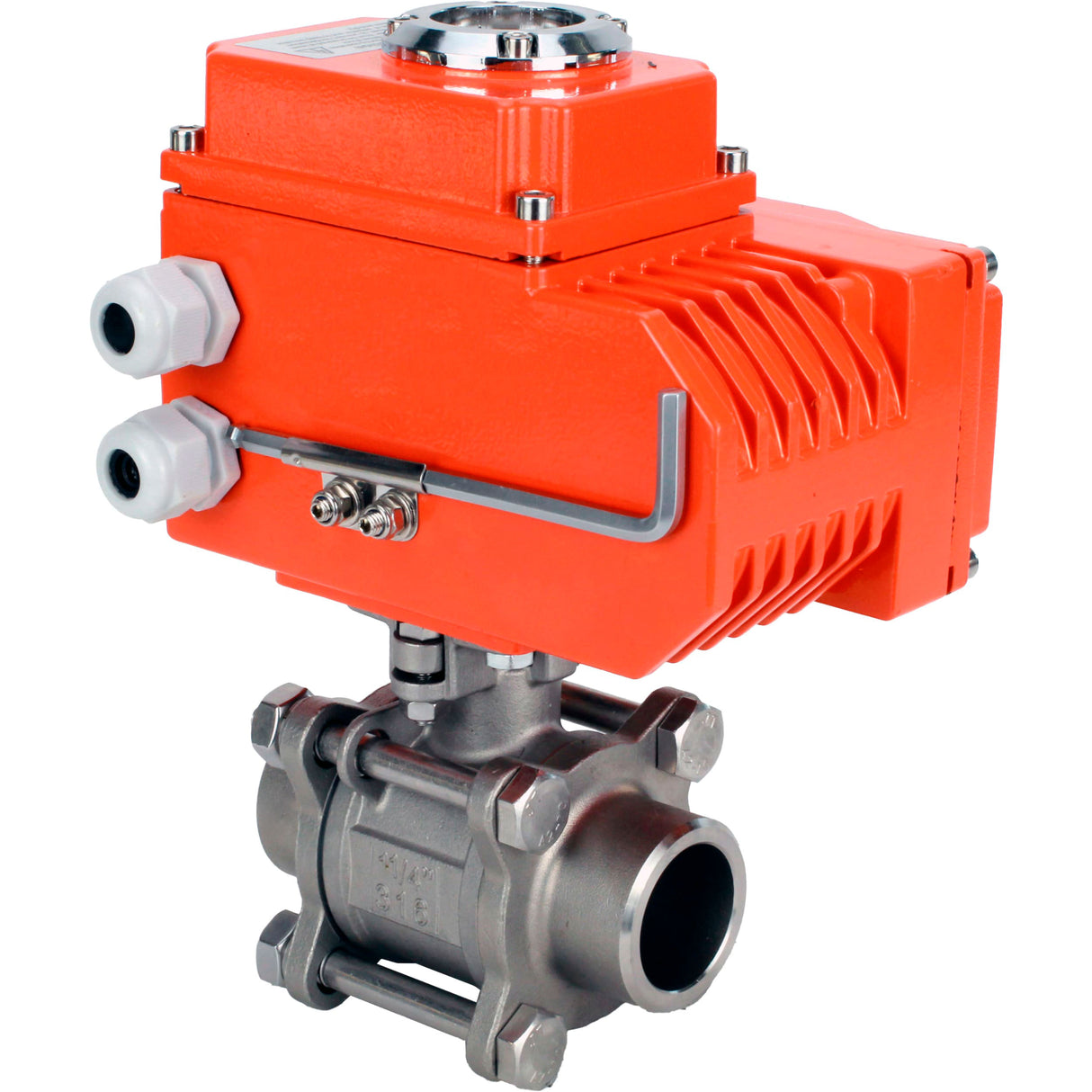 Ball valves Elephant BV3232P(3pc)-FP-W-ISO-H WDVF DN15-32 63 bar full bore, body - 316 stainless steel, seal - PTFE, for welding, with a 1/4-turn electric drive Elephant QT-N-EM-O1-220VAC-U1 HARK