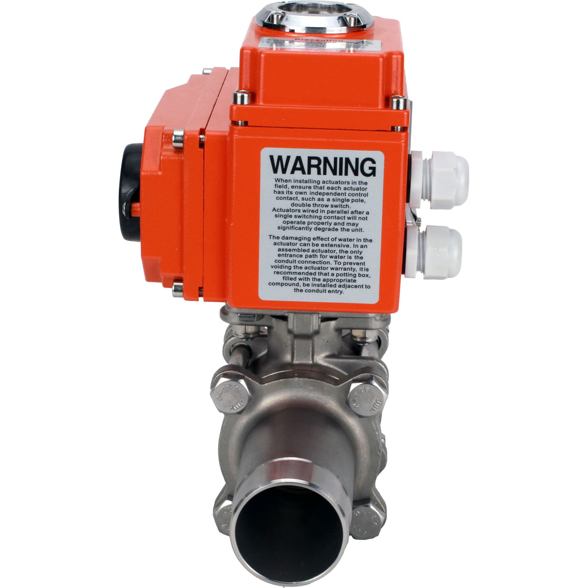 Kugelhähne Elephant BV3232P(3pc)-FP-W-ISO-H LANG voll durchgängig, geschweißt, Gehäuse - Edelstahl SS316, Dichtung - PTFE, mit 1/4-Umdrehungs-Elektroantrieb QT-N-003EM-O1-24VDC-U1 24V HARK