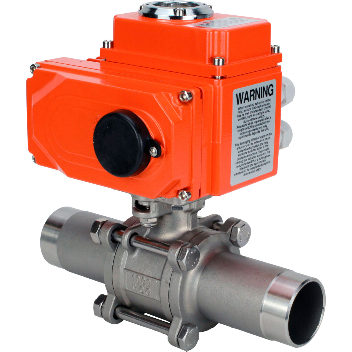 Kugelhähne Elephant BV3232P(3pc)-FP-W-ISO-H LANG voll durchgängig, geschweißt, Gehäuse - Edelstahl SS316, Dichtung - PTFE, mit 1/4-Umdrehungs-Elektroantrieb QT-N-003EM-O1-24VDC-U1 24V HARK