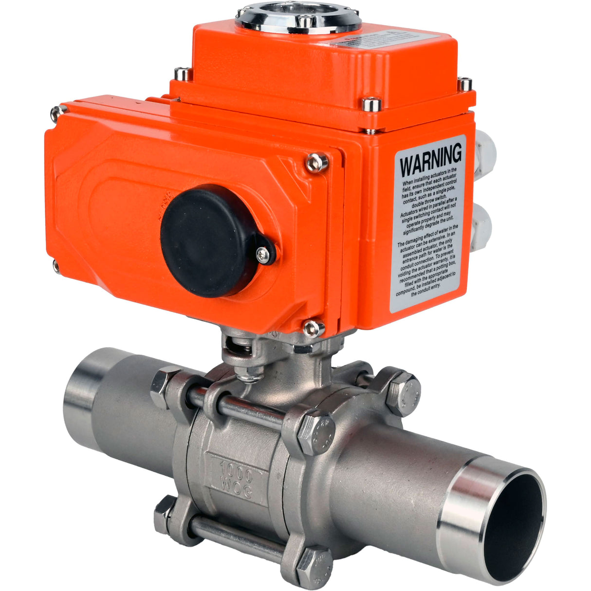 Kugelhähne Elephant BV3232P(3pc)-FP-W-ISO-H LANG voll durchgängig, geschweißt, Gehäuse - Edelstahl SS316, Dichtung - PTFE, mit 1/4-Umdrehungs-Elektroantrieb QT-N-EM-O1-380VAC-U1 380V HARK