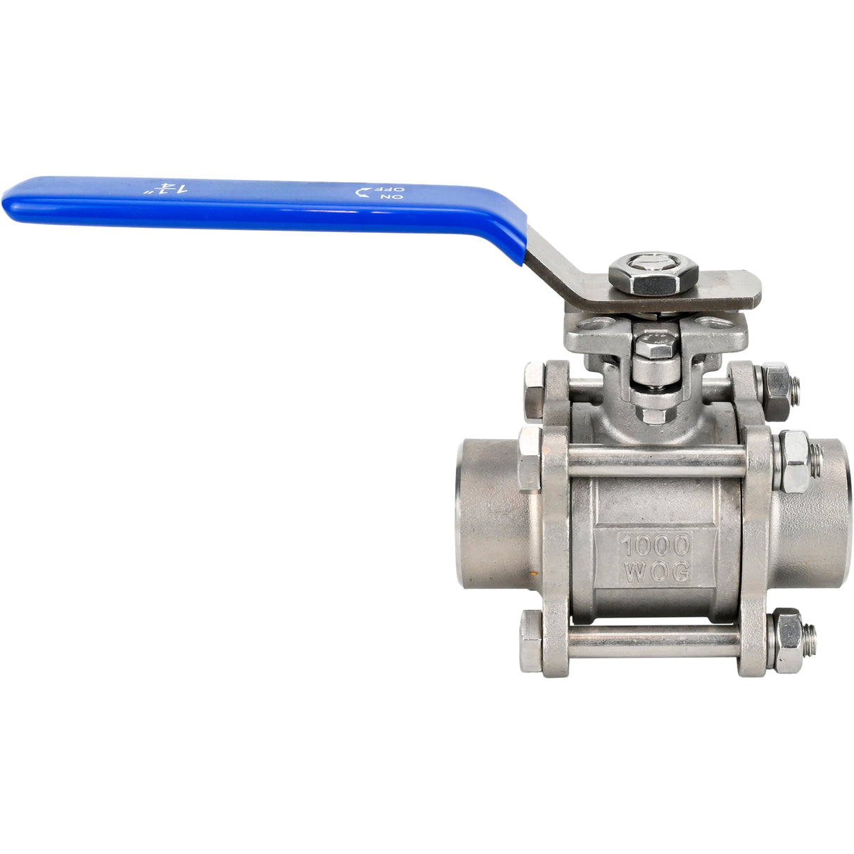 Ball valves Elephant BV3232P(3pc)-FP-W-ISO-H DN15-32 63 bar full bore, three-part, body - 316 stainless steel, seal - PTFE, for welding, with handle, with ISO flange, WDVF