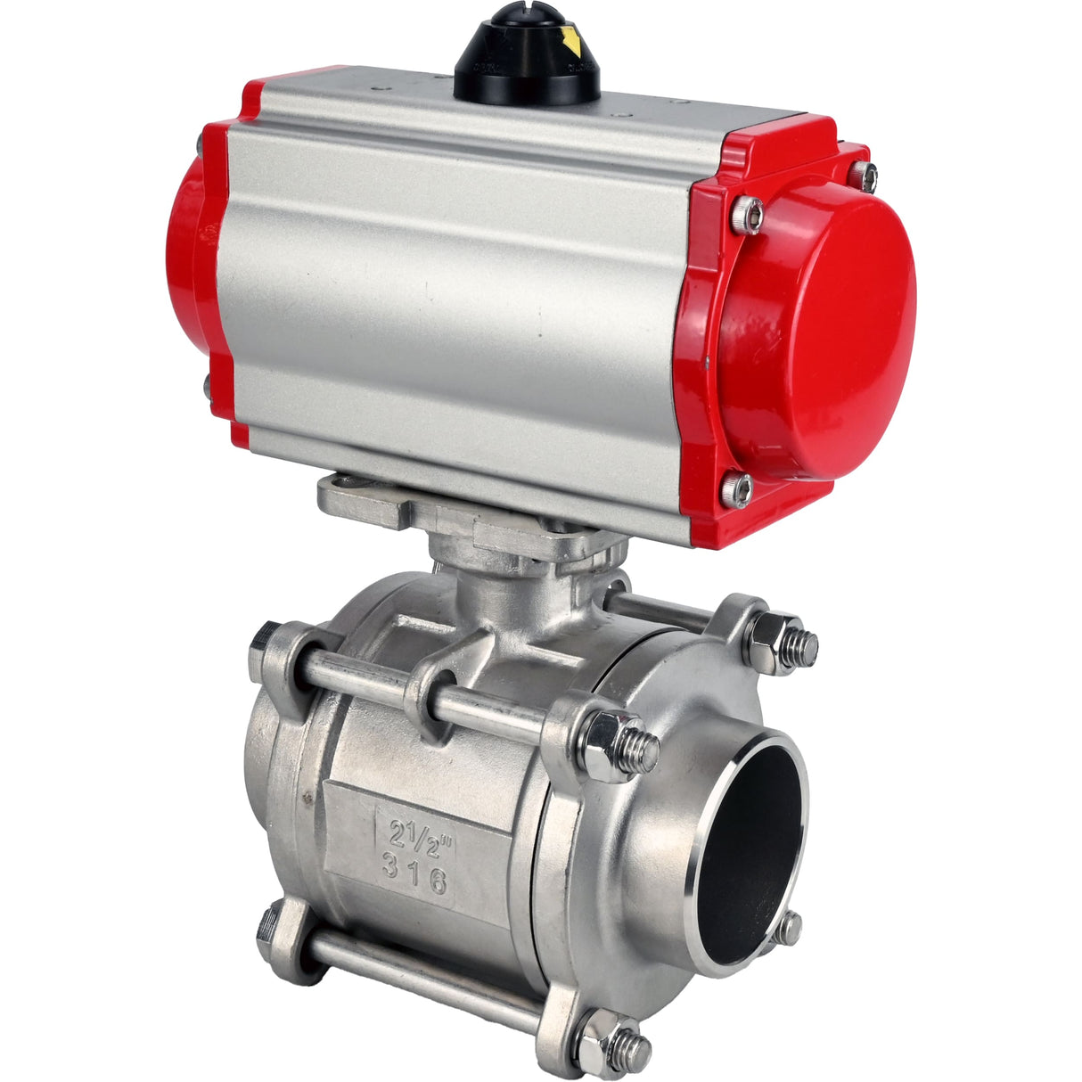 Ball valves Elephant BV3232P(3pc)-FP-W-ISO-H WDVF DN15-32 63 bar full bore, body - 316 stainless steel, seal - PTFE, for welding, with pneumatic drive PA-DA