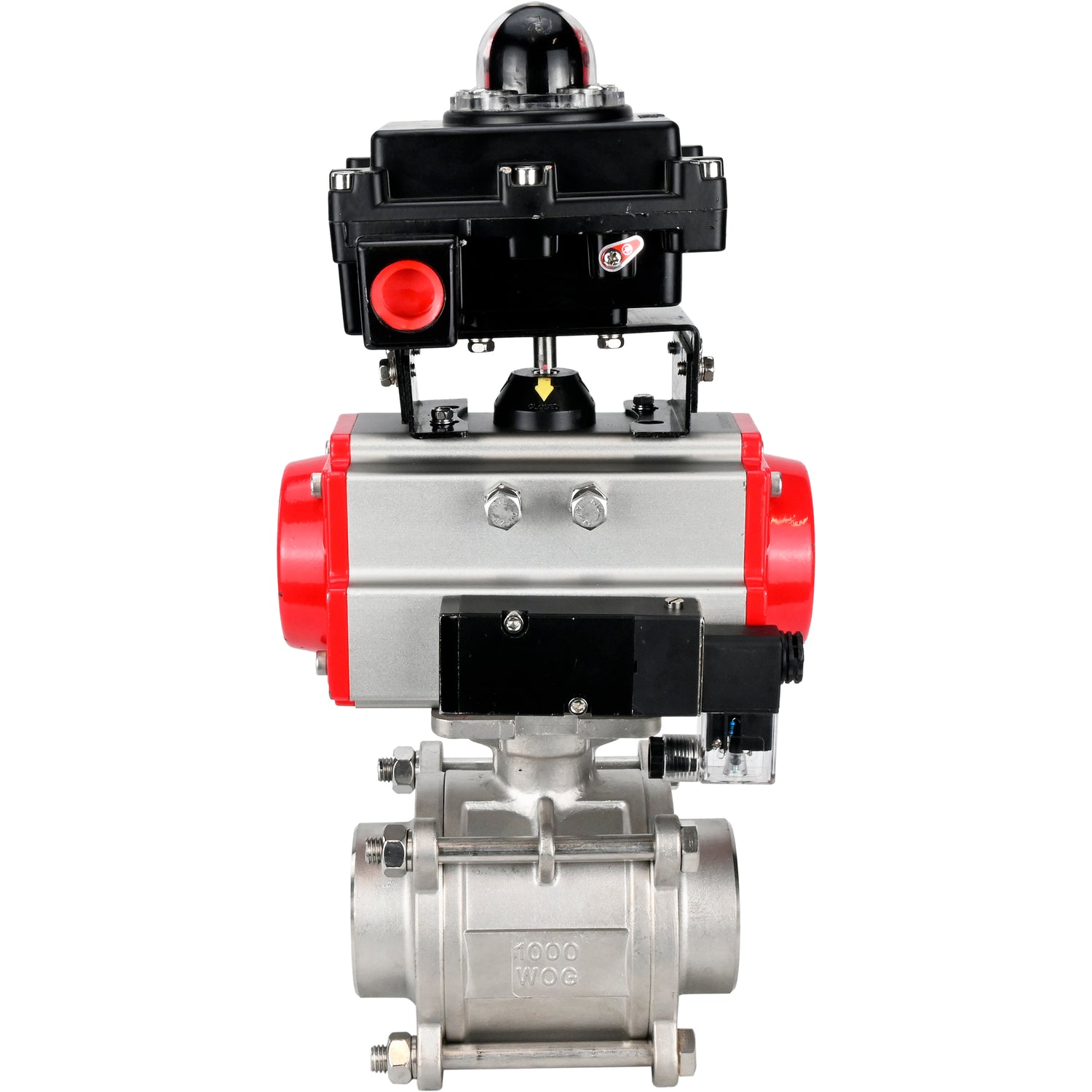 Ball valves Elephant BV3232P(3pc)-FP-W-ISO-H WDVF DN15-32 63 bar full bore, body - 316 stainless steel, seal - PTFE, for welding, with PA-SA pneumatic actuator, pneumatic distributor 4M310-08 NAMUR 24V, LSU APL-410N EX