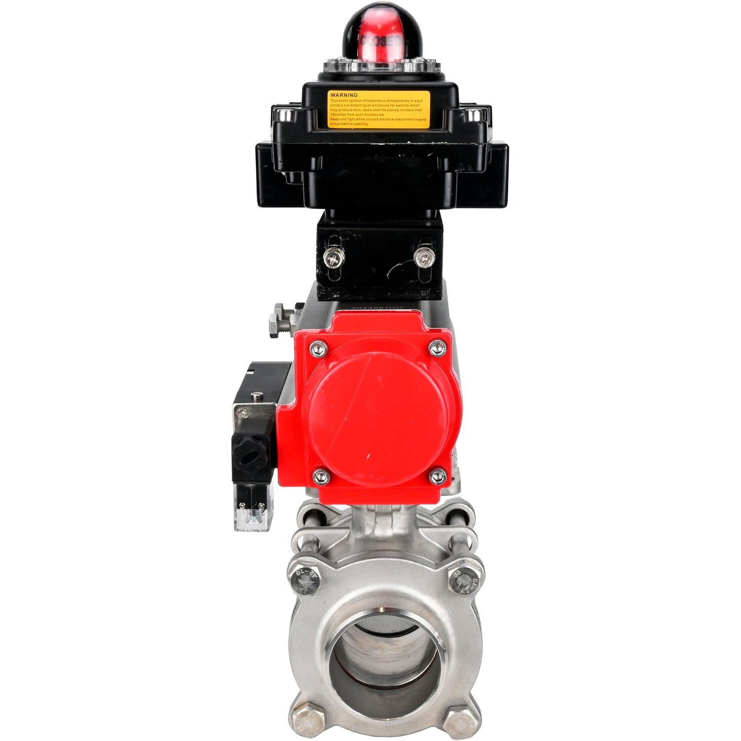 Ball valves Elephant BV3232P(3pc)-FP-W-ISO-H WDVF DN15-32 63 bar full bore, body - 316 stainless steel, seal - PTFE, for welding, with PA-SA pneumatic actuator, pneumatic distributor 4M310-08 NAMUR 24V, LSU APL-410N EX