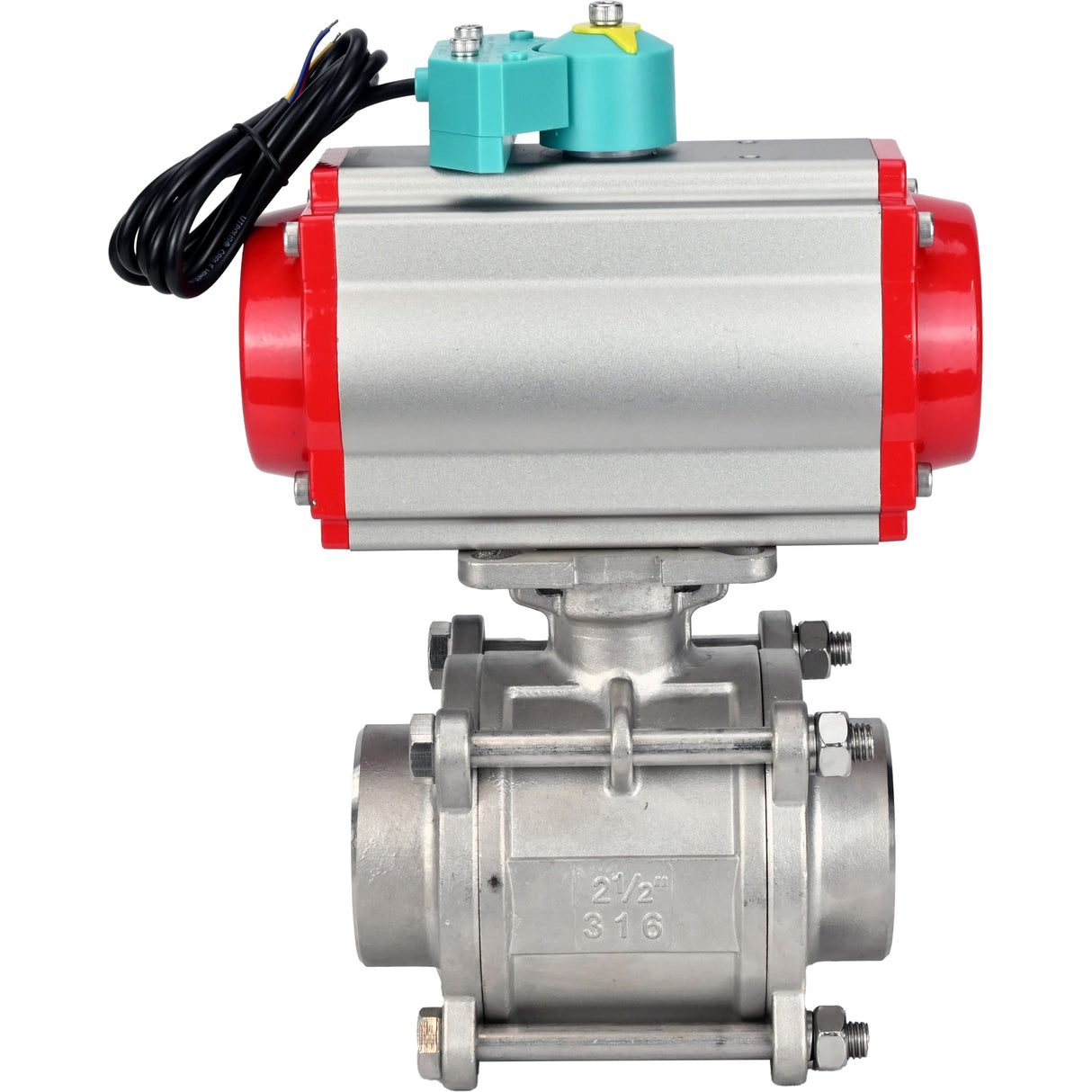 Ball valves Elephant BV3232P(3pc)-FP-W-ISO-H WDVF DN15-32 63 bar full bore, body - 316 stainless steel, seal - PTFE, for welding, with PA-DA pneumatic actuator, pneumatic distributor 4M310-08 NAMUR 220V and ALS200D magnetic switch