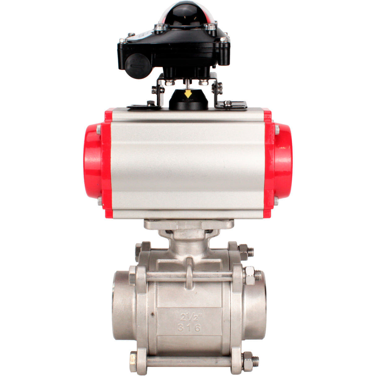 Ball valves Elephant BV3232P(3pc)-FP-W-ISO-H WDVF DN15-32 63 bar full bore, body - 316 stainless steel, seal - PTFE, for welding, with PA-SA pneumatic actuator, pneumatic distributor 4M310-08 NAMUR 24V, LSU APL-210N