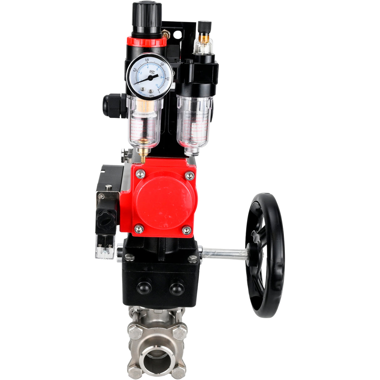Ball valves Elephant BV3232P(3pc)-FP-W-ISO-H WDVF DN15-32 63 bar full bore, 316 stainless steel, seal - PTFE, for welding, with PA-DA pneumatic actuator, pneumatic distributor 4M310-08 NAMUR 220V, LSU APL-210N, manual backup for MON, ATU AFC2000
