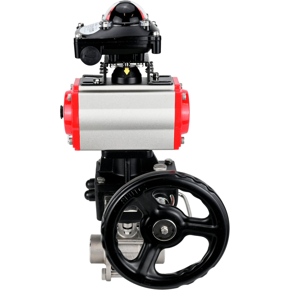 Ball valves Elephant BV3232P(3pc)-FP-W-ISO-H WDVF DN15-32 63 bar full bore, 316 stainless steel, seal - PTFE, for welding, with PA-DA pneumatic actuator, pneumatic distributor 4M310-08 NAMUR 220V, LSU APL-210N, manual backup for MON