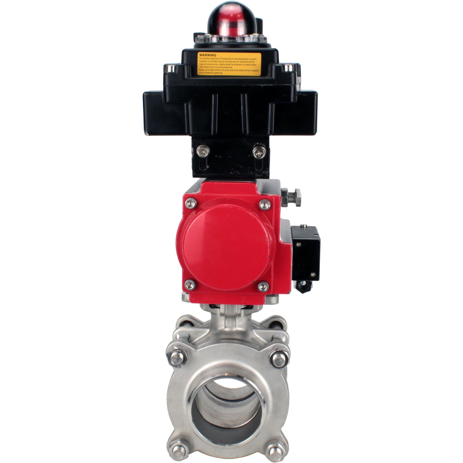 Ball valves Elephant BV3232P(3pc)-FP-W-ISO-H WDVF DN15-32 63 bar full bore, body - 316 stainless steel, seal - PTFE, for welding, with PA-SA pneumatic actuator, pneumatic distributor 4M310-08 NAMUR 24V, LSU APL-410N EX, ATU AFC2000