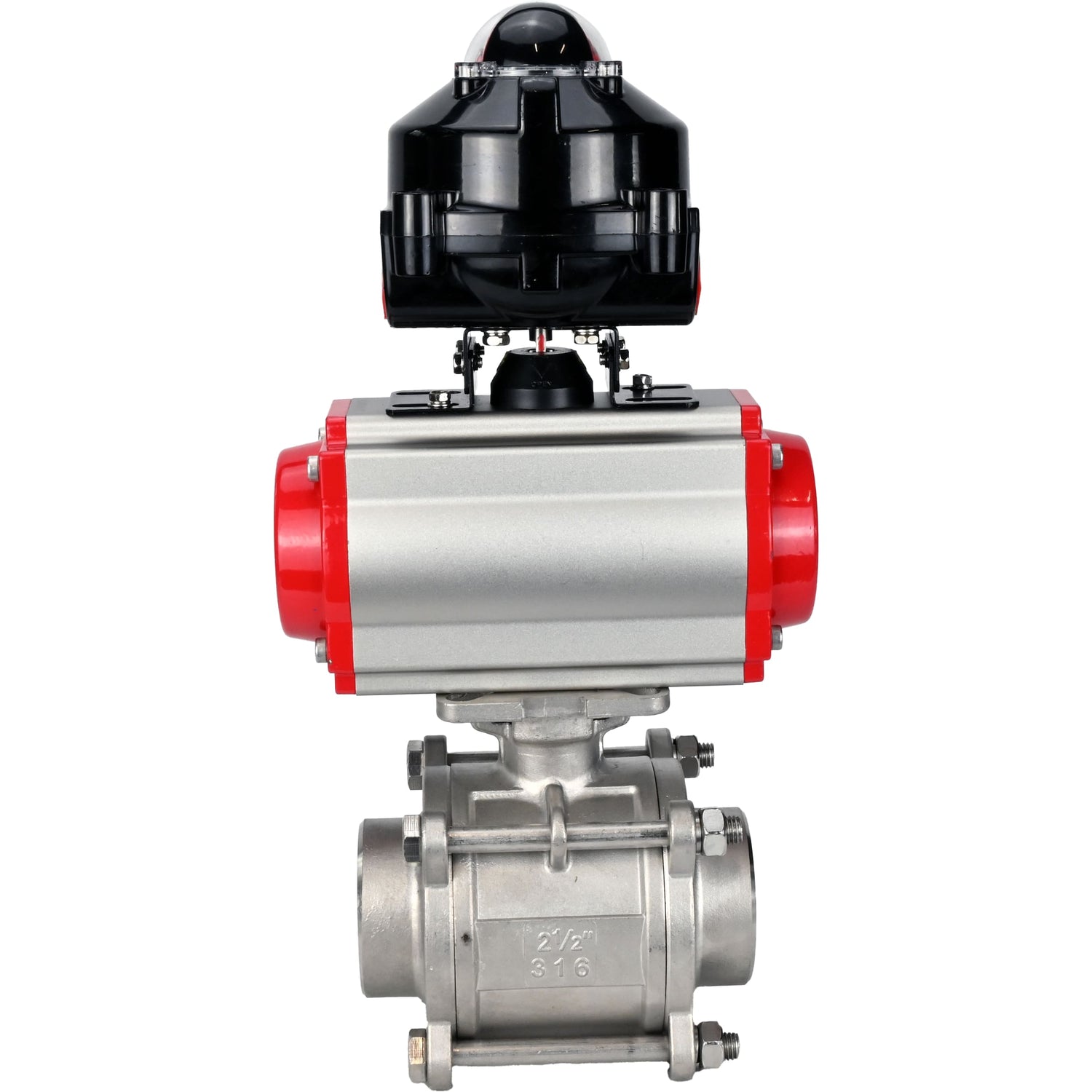 Ball valves Elephant BV3232P(3pc)-FP-W-ISO-H WDVF DN15-32 63 bar full bore, body - 316 stainless steel, seal - PTFE, for welding, with PA-SA pneumatic actuator, pneumatic distributor 4M310-08 NAMUR 24V, LSU APL-510N EX