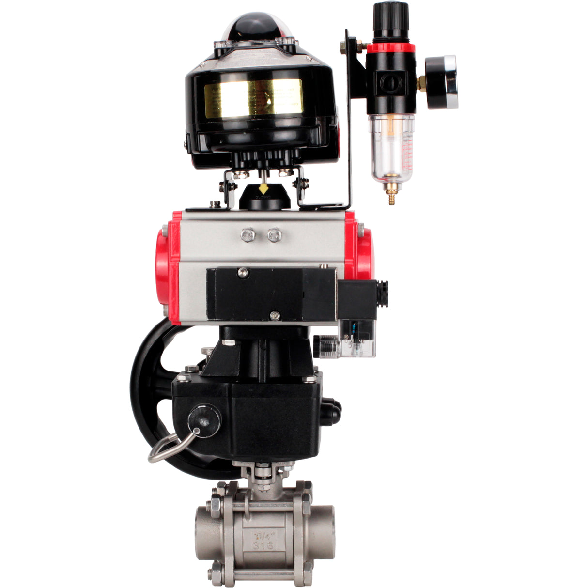 Ball valves Elephant BV3232P(3pc)-FP-W-ISO-H WDVF DN15-32 63 bar full bore, 316 stainless steel, PTFE, for welding, with PA-DA pneumatic actuator, pneumatic distributor 4M310-08 NAMUR 24V, LSU APL-510N EX, manual backup for MON, ATU AFC2000