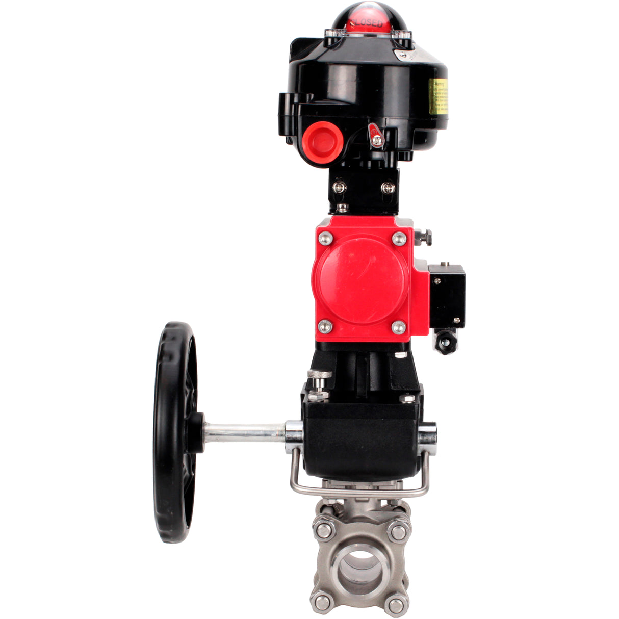 Ball valves Elephant BV3232P(3pc)-FP-W-ISO-H WDVF DN15-32 63 bar full bore, 316 stainless steel, seal - PTFE, for welding, with PA-DA pneumatic actuator, pneumatic distributor 4M310-08 NAMUR 220V, LSU APL-510N EX, manual backup for MON