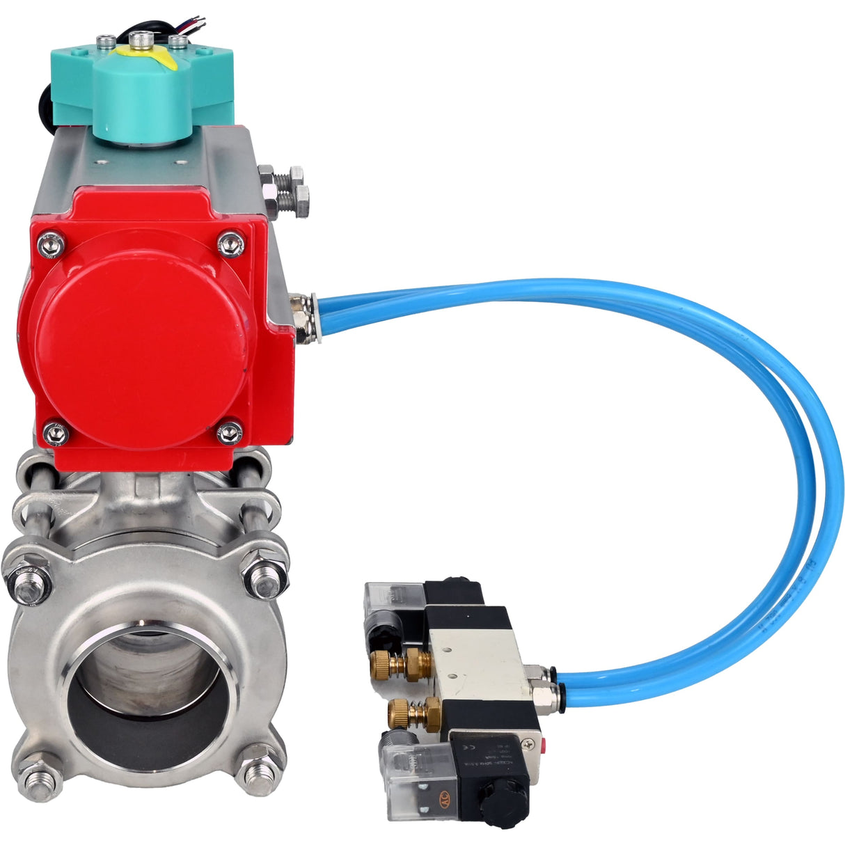 Ball valves Elephant BV3232P(3pc)-FP-W-ISO-H WDVF DN15-32 63 bar full bore, body - 316 stainless steel, seal - PTFE, for welding, with PA-DA pneumatic actuator, pneumatic distributor 4V320-10 220V and ALS200D magnetic switch