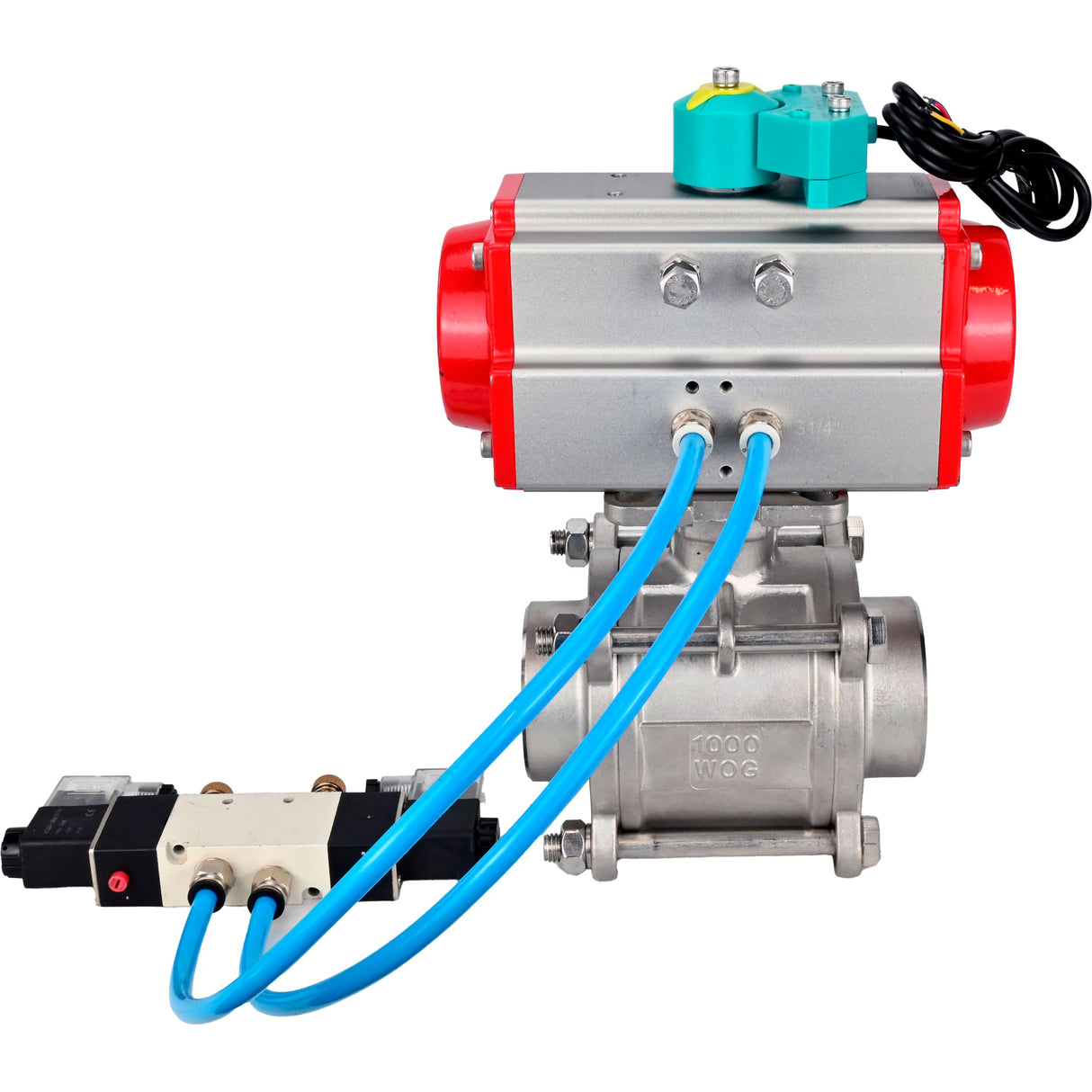 Ball valves Elephant BV3232P(3pc)-FP-W-ISO-H WDVF DN15-32 63 bar full bore, body - 316 stainless steel, seal - PTFE, for welding, with PA-DA pneumatic actuator, pneumatic distributor 4V320-10 220V and ALS200D magnetic switch