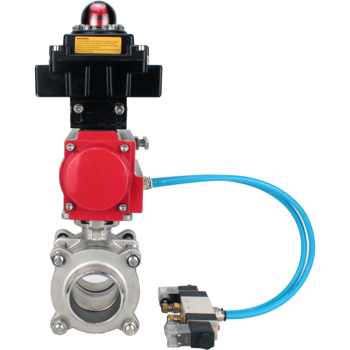 Ball valves Elephant BV3232P(3pc)-FP-W-ISO-H WDVF DN15-32 63 bar full bore, body - 316 stainless steel, seal - PTFE, for welding, with PA-DA pneumatic actuator, pneumatic distributor 4V320-08 220V, LSU APL-410N EX