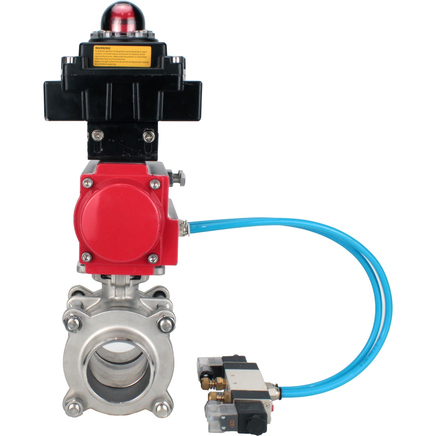 Ball valves Elephant BV3232P(3pc)-FP-W-ISO-H WDVF DN15-32 63 bar full bore, body - 316 stainless steel, seal - PTFE, for welding, with PA-DA pneumatic actuator, pneumatic distributor 4V320-08 220V, LSU APL-410N EX