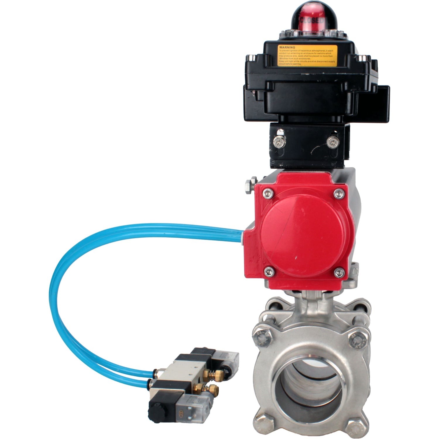 Ball valves Elephant BV3232P(3pc)-FP-W-ISO-H WDVF DN15-32 63 bar full bore, body - 316 stainless steel, seal - PTFE, for welding, with PA-DA pneumatic actuator, pneumatic distributor 4V320-08 220V, LSU APL-410N EX