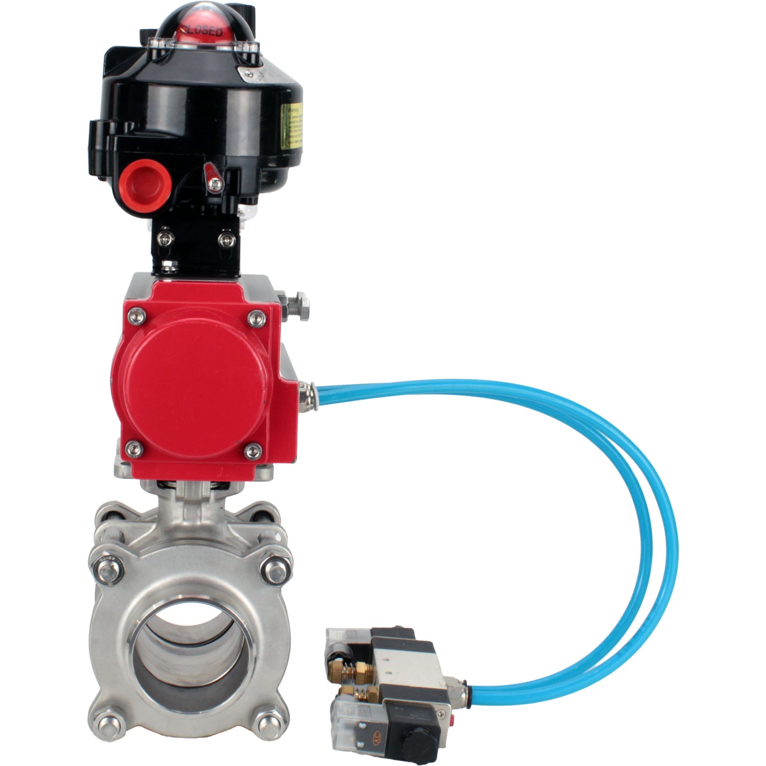 Ball valves Elephant BV3232P(3pc)-FP-W-ISO-H WDVF DN15-32 63 bar full bore, body - 316 stainless steel, seal - PTFE, for welding, with PA-DA pneumatic actuator, pneumatic distributor 4V320-10 220V, LSU APL-510N EX, ATU AFC2000