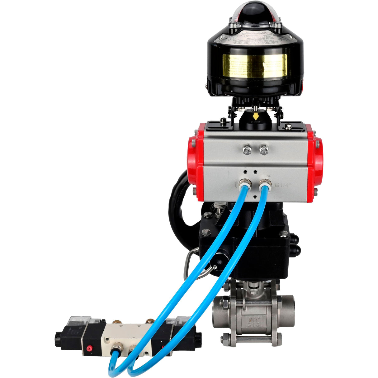 Ball valves Elephant BV3232P(3pc)-FP-W-ISO-H WDVF DN15-32 63 bar full bore, 316 stainless steel, seal - PTFE, for welding, with PA-DA pneumatic actuator, with pneumatic distributor 4V320-10 220V, LSU APL-510N EX, manual backup for MON