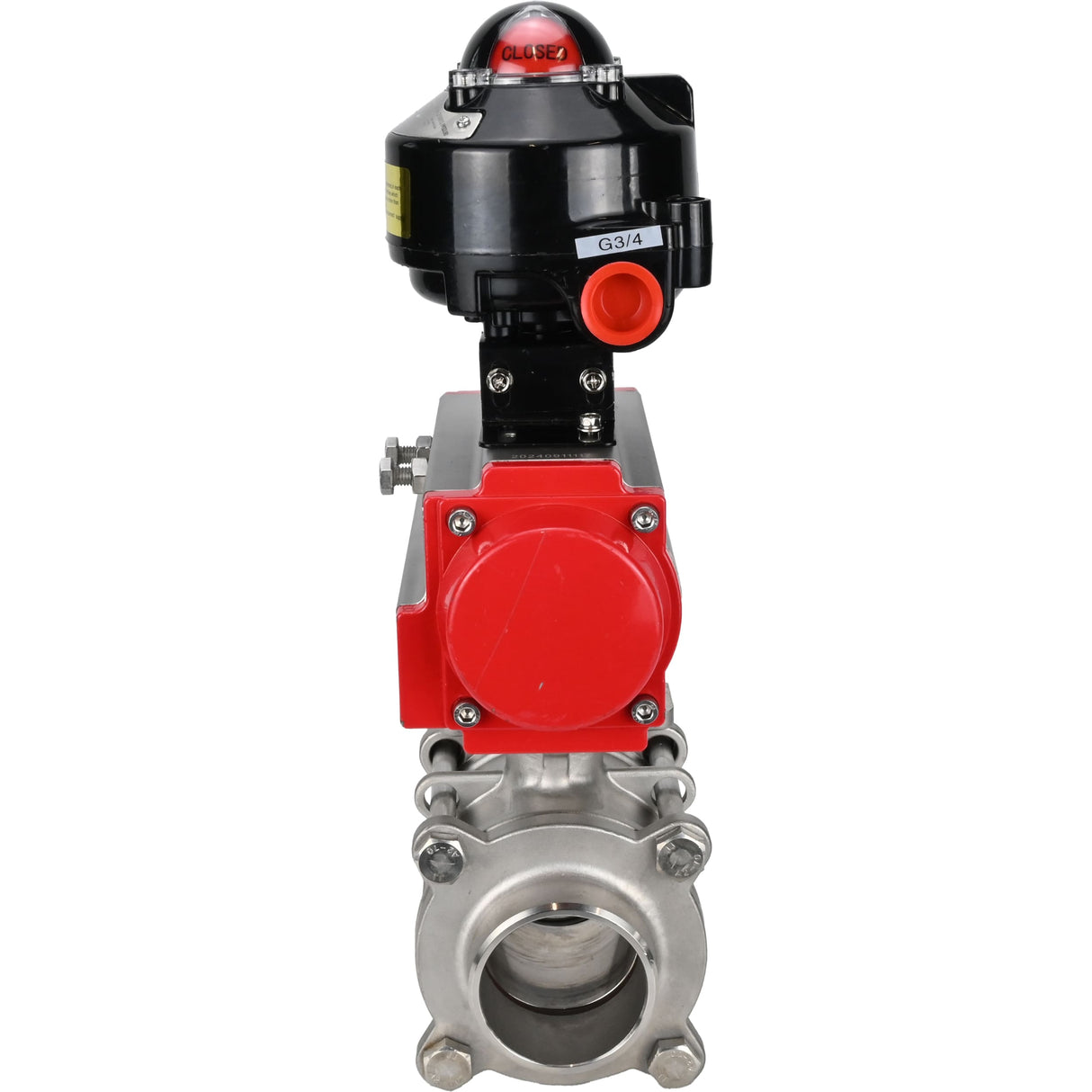 Ball valves Elephant BV3232P(3pc)-FP-W-ISO-H WDVF DN15-32 63 bar full bore, body - 316 stainless steel, seal - PTFE, for welding, with PA-SA pneumatic actuator, LSU APL-510N EX