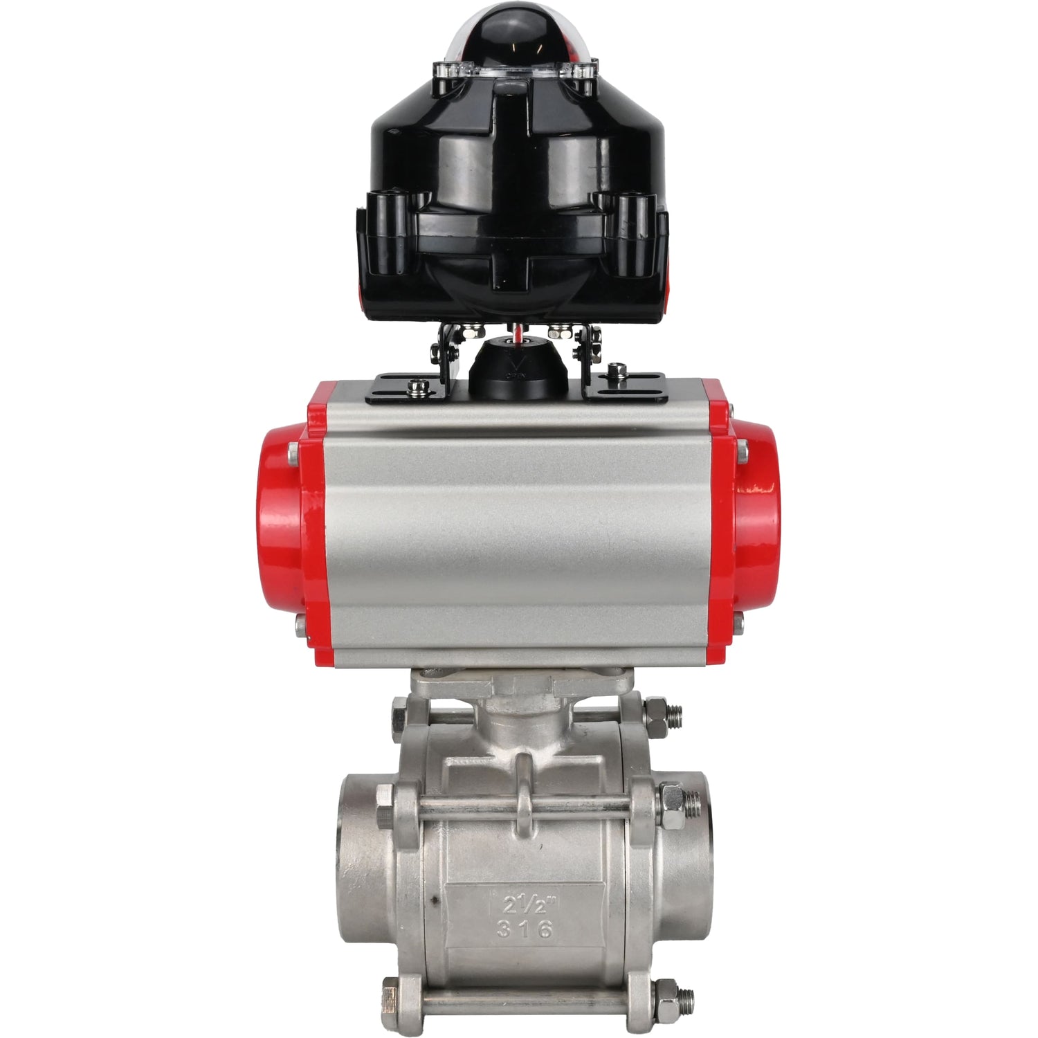 Ball valves Elephant BV3232P(3pc)-FP-W-ISO-H WDVF DN15-32 63 bar full bore, body - 316 stainless steel, seal - PTFE, for welding, with PA-SA pneumatic actuator, LSU APL-510N EX