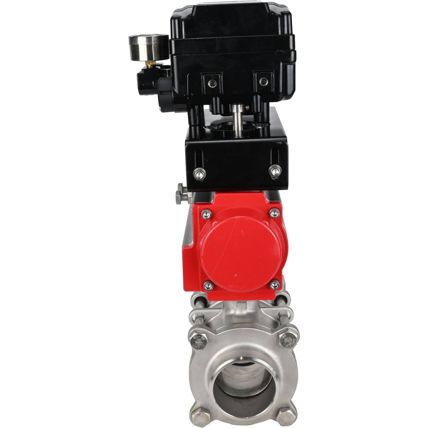 Ball valves Elephant BV3232P(3pc)-FP-W-ISO-H WDVF DN15-32 63 bar full bore, body - 316 stainless steel, seal - PTFE, for welding, with PA-SA pneumatic actuator, YT-1000RSN electro-pneumatic rotary positioner without feedback