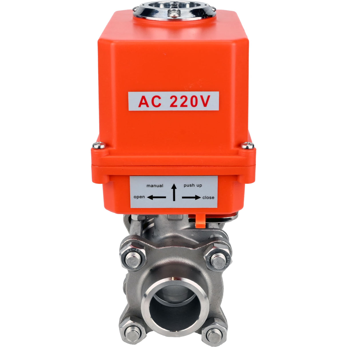 Ball valves Elephant BV3232P(3pc)-FP-W-ISO-H WDVF DN15-32 63 bar full bore, body - 316 stainless steel, seal - PTFE, for welding, with a 1/4-turn electric drive Elephant QT-N-EM-O1-220VAC-U1 MINI