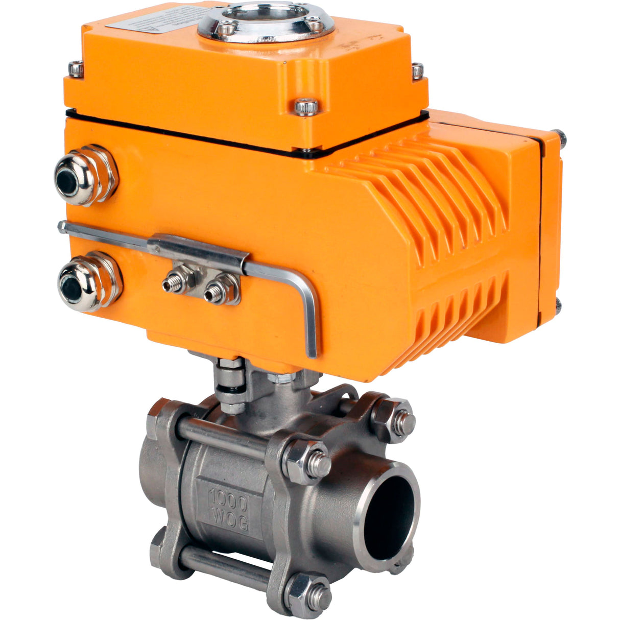 Ball valves Elephant BV3232P(3pc)-FP-W-ISO-H WDVF DN15-32 63 bar full bore, body - 316 stainless steel, seal - PTFE, for welding, with a 1/4-turn electric drive Elephant QT-N-EM-O1-24VDC-U1