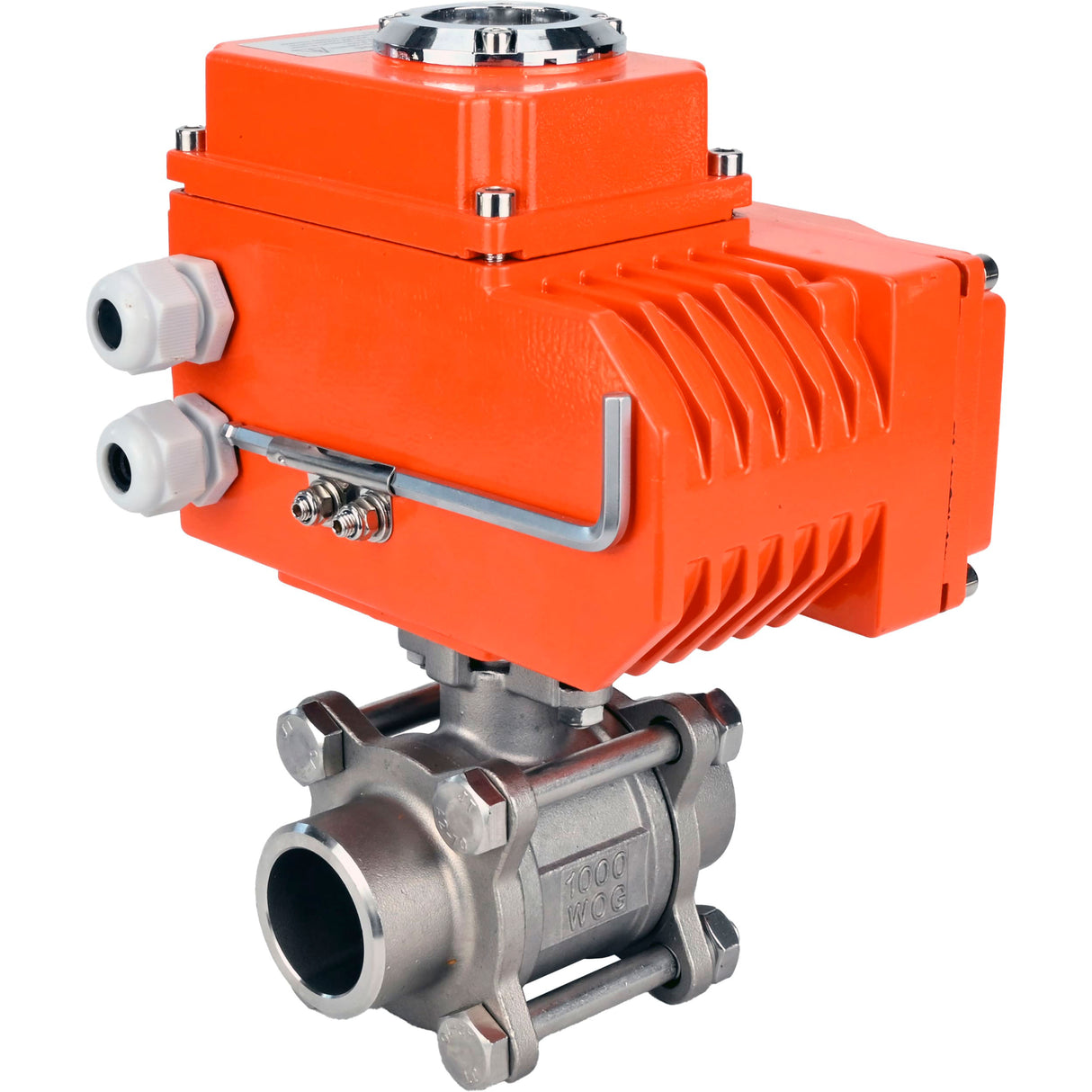 Ball valves Elephant BV3232P(3pc)-FP-W-ISO-H WDVF DN15-32 63 bar full bore, body - 316 stainless steel, seal - PTFE, for welding, with a 1/4-turn electric drive Elephant QT-N-EM-O1-24VDC-U1 HARK