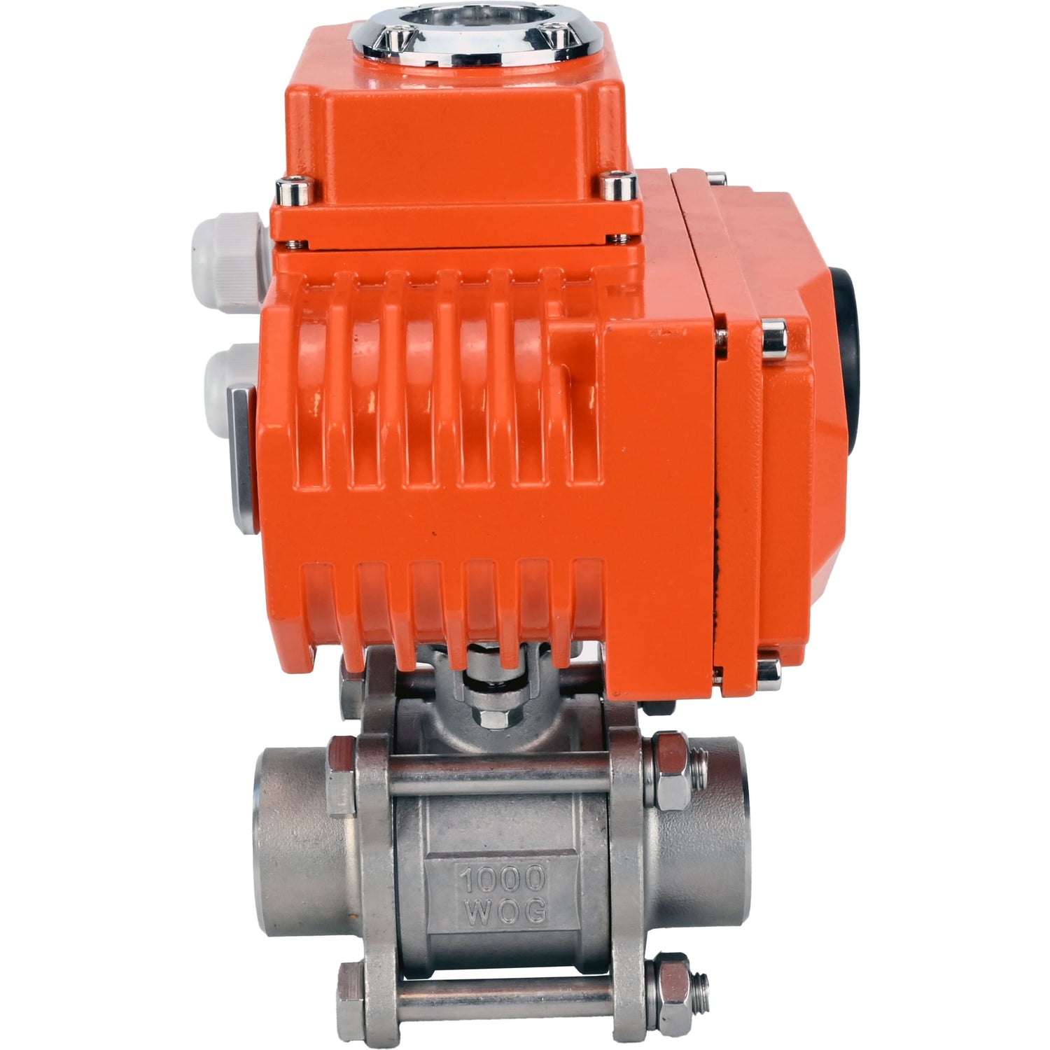 Ball valves Elephant BV3232P(3pc)-FP-W-ISO-H WDVF DN15-32 63 bar full bore, body - 316 stainless steel, seal - PTFE, for welding, with a 1/4-turn electric drive Elephant QT-N-EM-O1-24VDC-U1 HARK