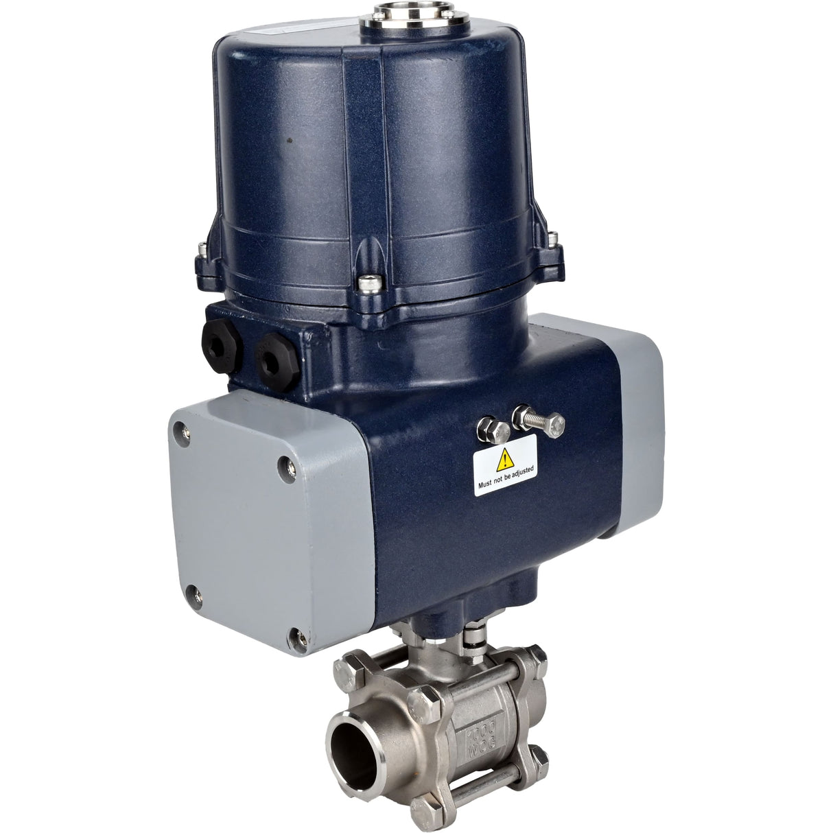 Ball valves Elephant BV3232P(3pc)-FP-W-ISO-H WDVF DN15-32 63 bar full bore, body - 316 stainless steel, seal - PTFE, for welding, with a 1/4-turn electric drive Elephant QTSA-N-EM-O0-220VAC with spring return