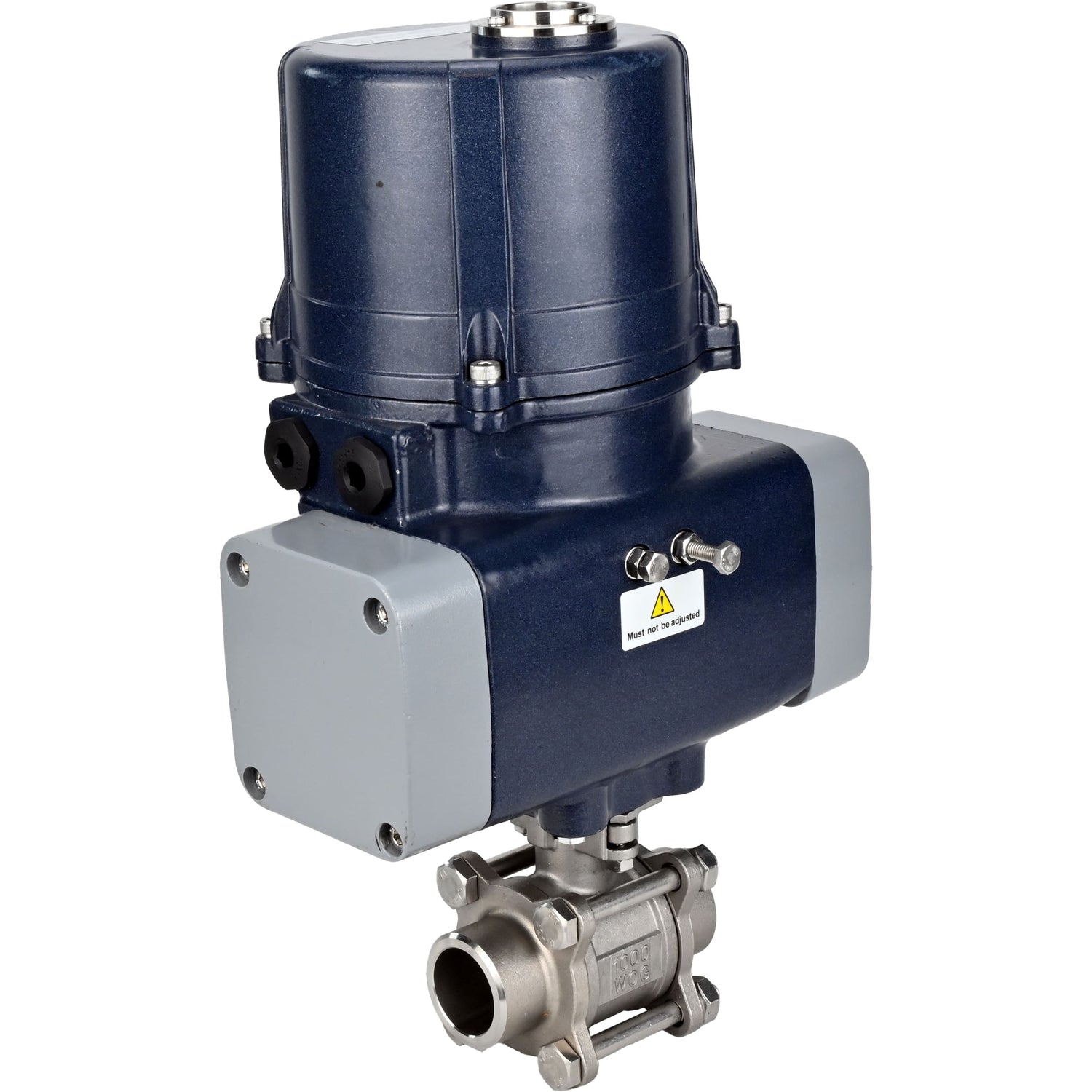Ball valves Elephant BV3232P(3pc)-FP-W-ISO-H WDVF DN15-32 63 bar full bore, body - 316 stainless steel, seal - PTFE, for welding, with a 1/4-turn electric drive Elephant QTSA-N-EM-O0-220VAC with spring return