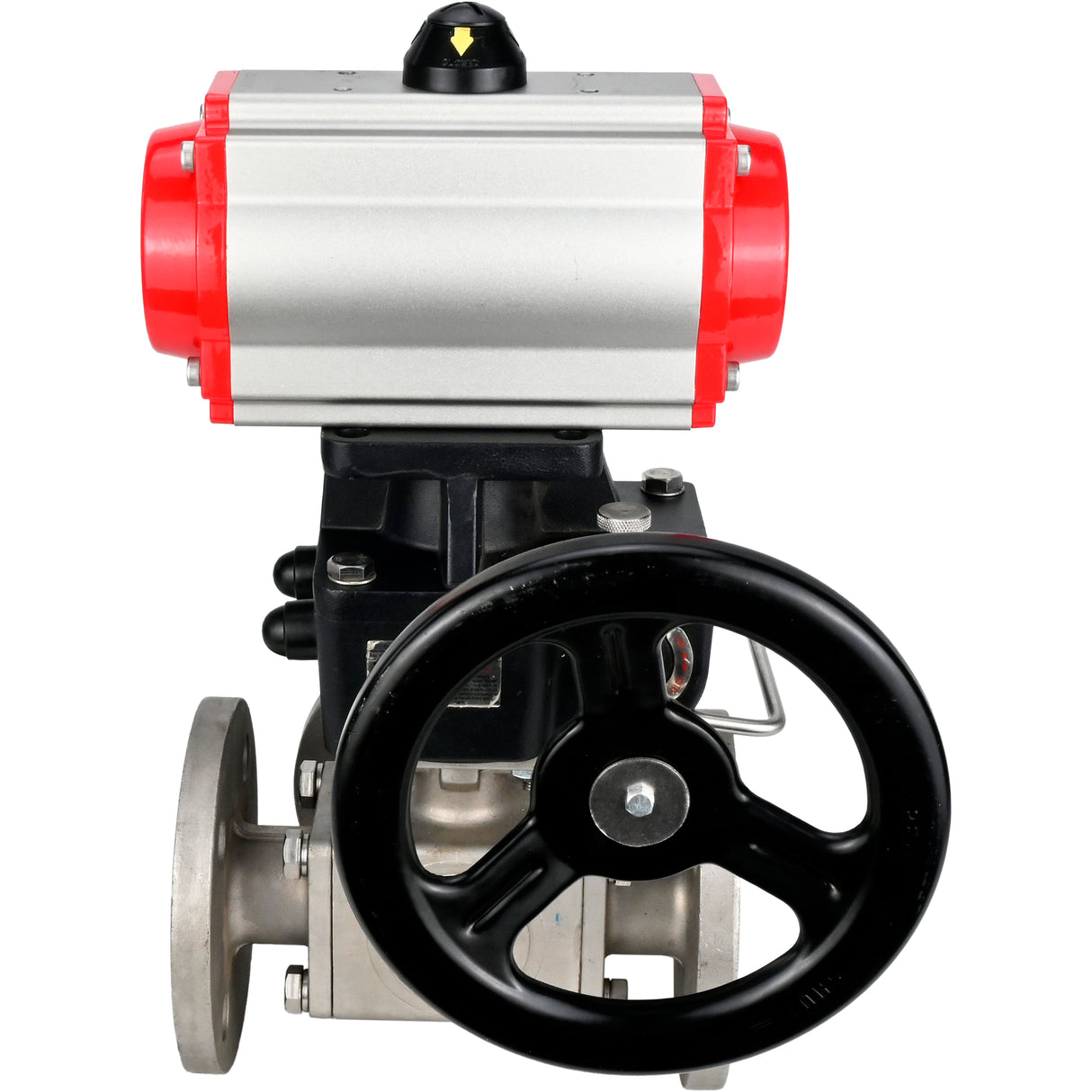 Ball valves Elephant BV3232P(4pc)-FP-3WL-F-ISO-H 16 bar full bore, flanged, body - stainless steel SS316, ISO flange F03/F04-F10/F12, square 9x9-19x19, with pneumatic drive PA-DA, pneumatic distributor 4M310-08 NAMUR 220V and Doubler MON3-700-T38-I