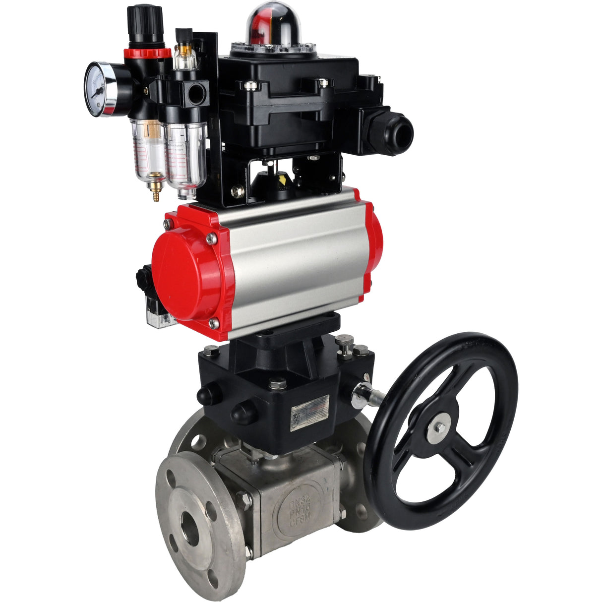 Ball valves Elephant BV3232P(4pc)-FP-3WL-F-ISO-H 16 bar full bore, flanged, body - stainless steel SS316, ISO flange F03/F04-F10/F12, square 9x9-19x19, s mon/drive PA-DA, mon/distribution 4M310-08 24V, LSU APL-410N EX, backup MON3-700-T38-ISO and ATU A