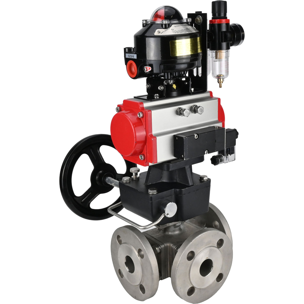 Ball valves Elephant BV3232P(4pc)-FP-3WL-F-ISO-H 16 bar full bore, flanged, body - stainless steel SS316, ISO flange F03/F04-F10/F12, square 9x9-19x19, s mon/drive PA-DA, mon/distribution 4M310-08 24V, LSU APL-510N EX, backup MON3-700-T38-ISO and ATU A