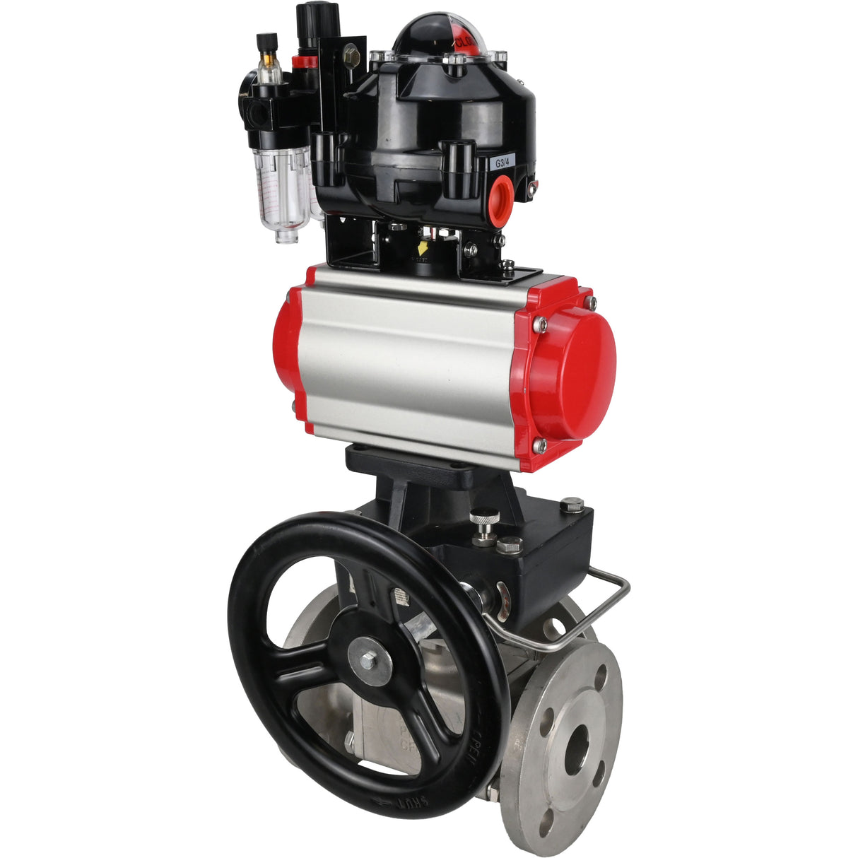 Ball valves Elephant BV3232P(4pc)-FP-3WL-F-ISO-H 16 bar full bore, flanged, body - stainless steel SS316, ISO flange F03/F04-F10/F12, square 9x9-19x19, s mon/drive PA-DA, mon/distribution 4M310-08 24V, LSU APL-510N EX, backup MON3-700-T38-ISO and ATU A