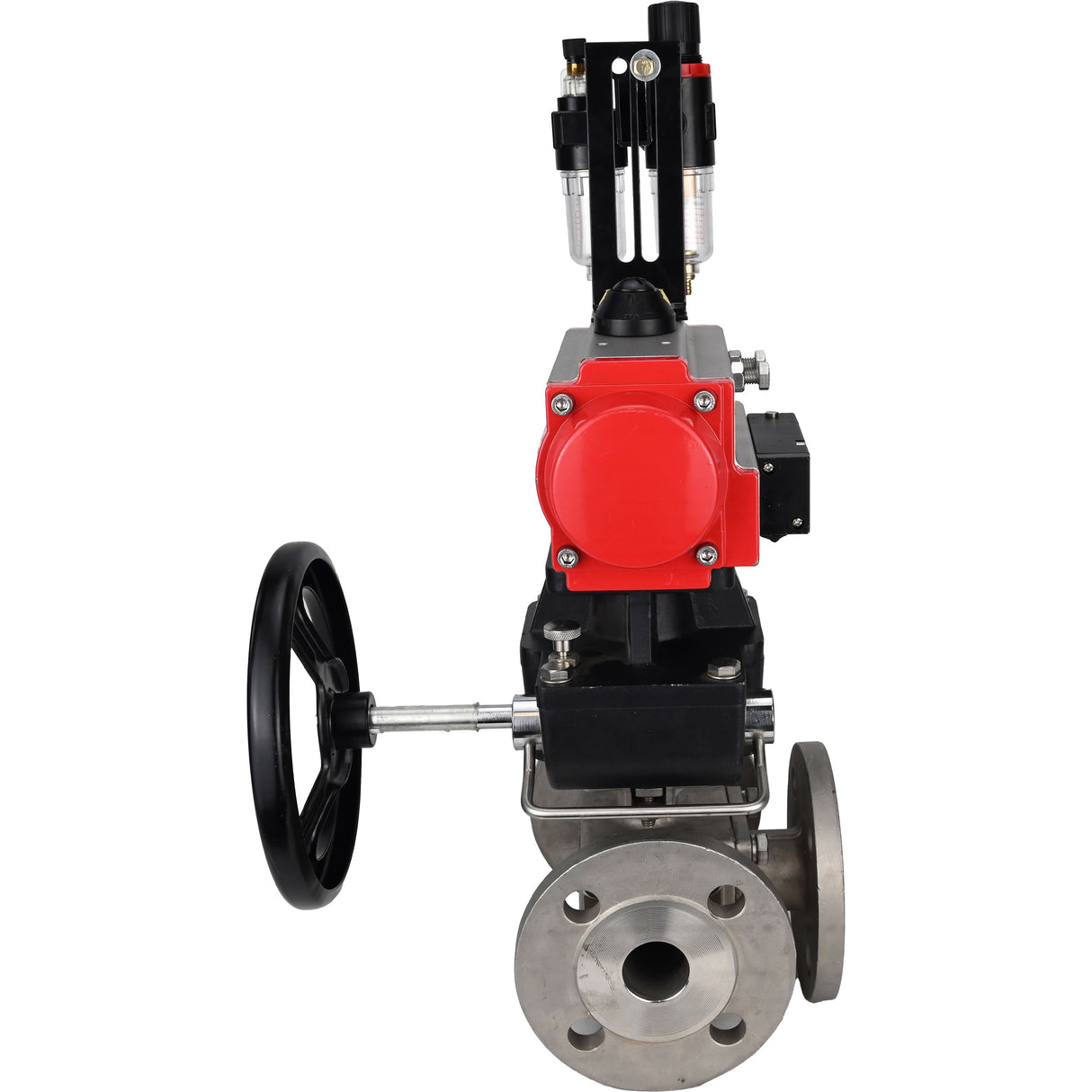 Ball valves Elephant BV3232P(4pc)-FP-3WL-F-ISO-H 16 bar full bore, flanged, body - stainless steel SS316, ISO flange F03/F04-F10/F12, square 9x9-19x19, with pneumatic drive PA-DA, mon/distribution 4M310-08 NAMUR 220V, Doubler MON3-700-T38-ISO and ATU AFC