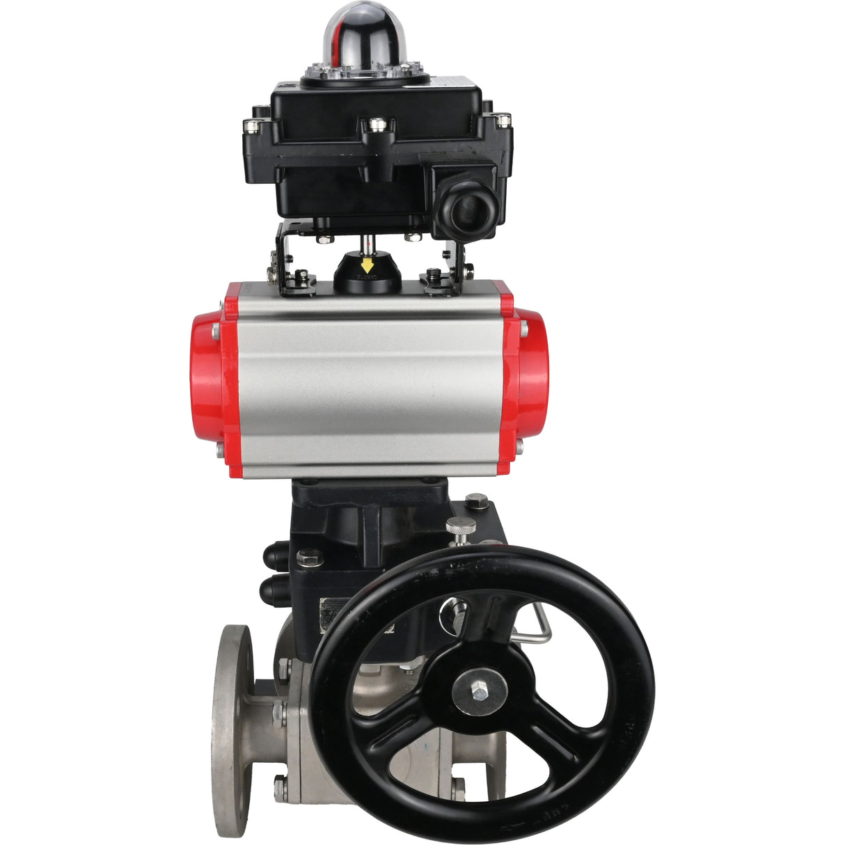 Ball valves Elephant BV3232P(4pc)-FP-3WL-F-ISO-H 16 bar full bore, flanged, body - stainless steel SS316, ISO flange F03/F04-F10/F12, square 9x9-19x19, s pneumatic drive PA-DA, mon/distributor 4V320-8 220V, LSU APL-410N EX and Doubler MON3-700-T38-ISO